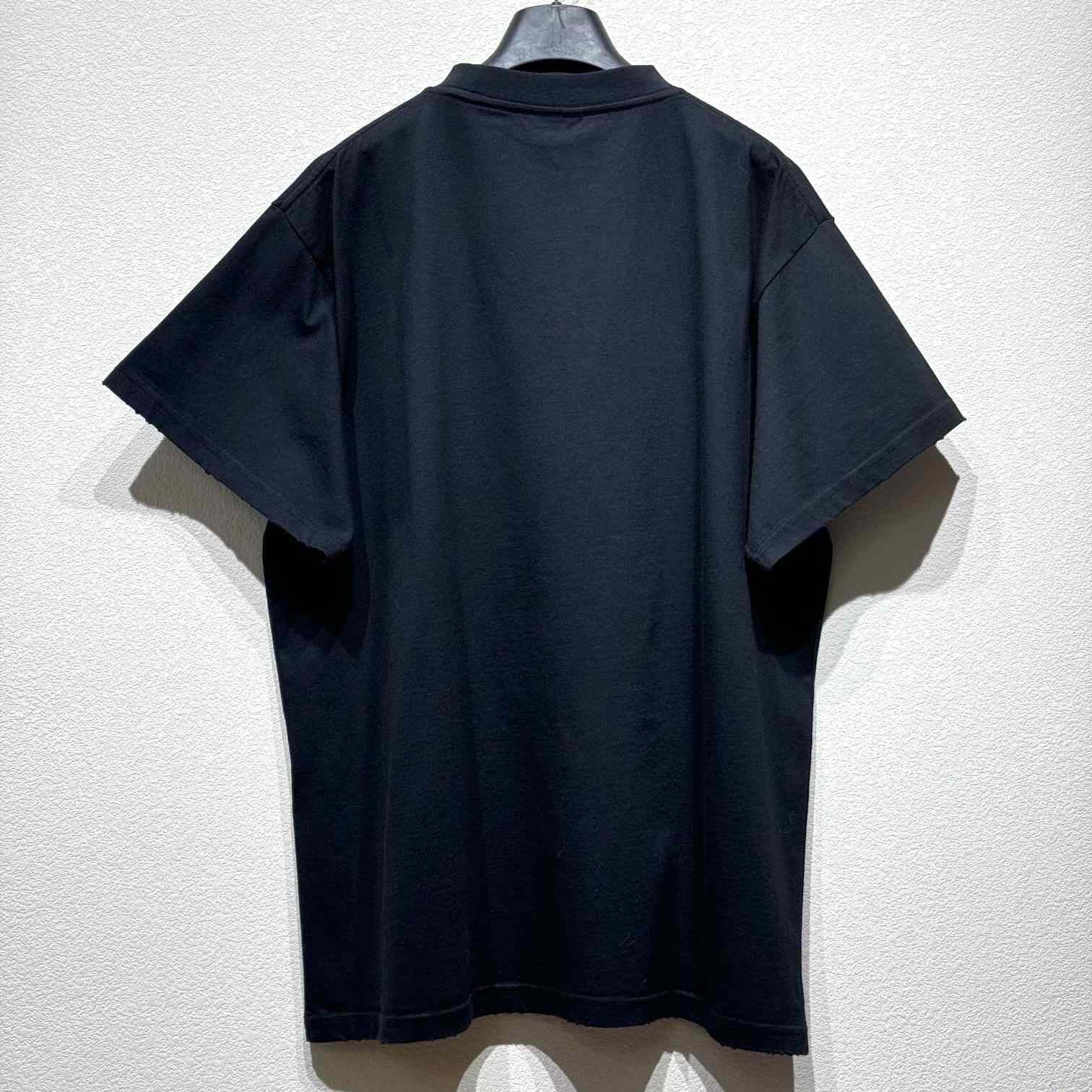 Balenciaga Michelle Boxy T-Shirt In faded Washed Black Dry Jersey - DopestKickz
