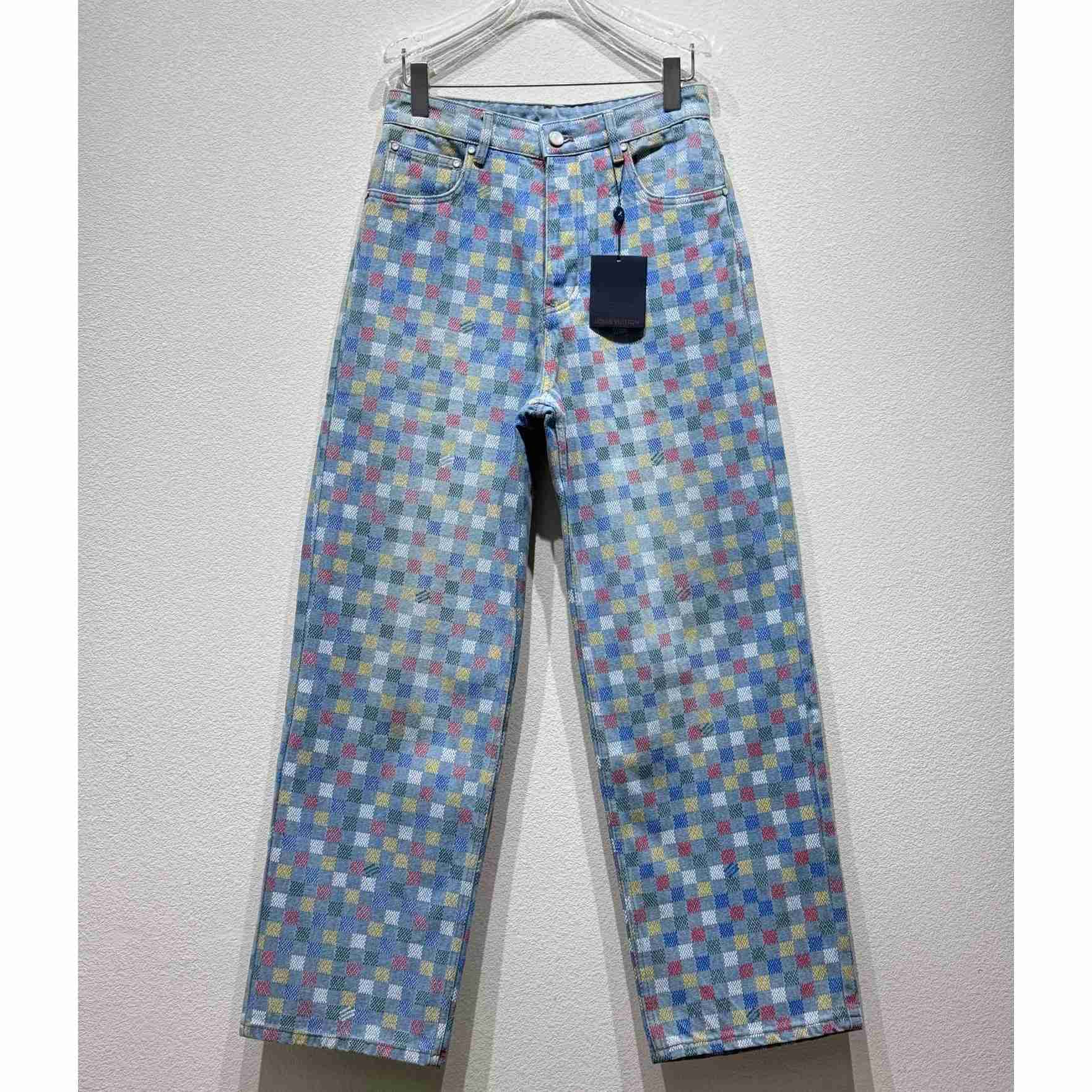 Louis Vuitton Damier Denim Wide-Leg Pants  1AHBMK - DopestKickz
