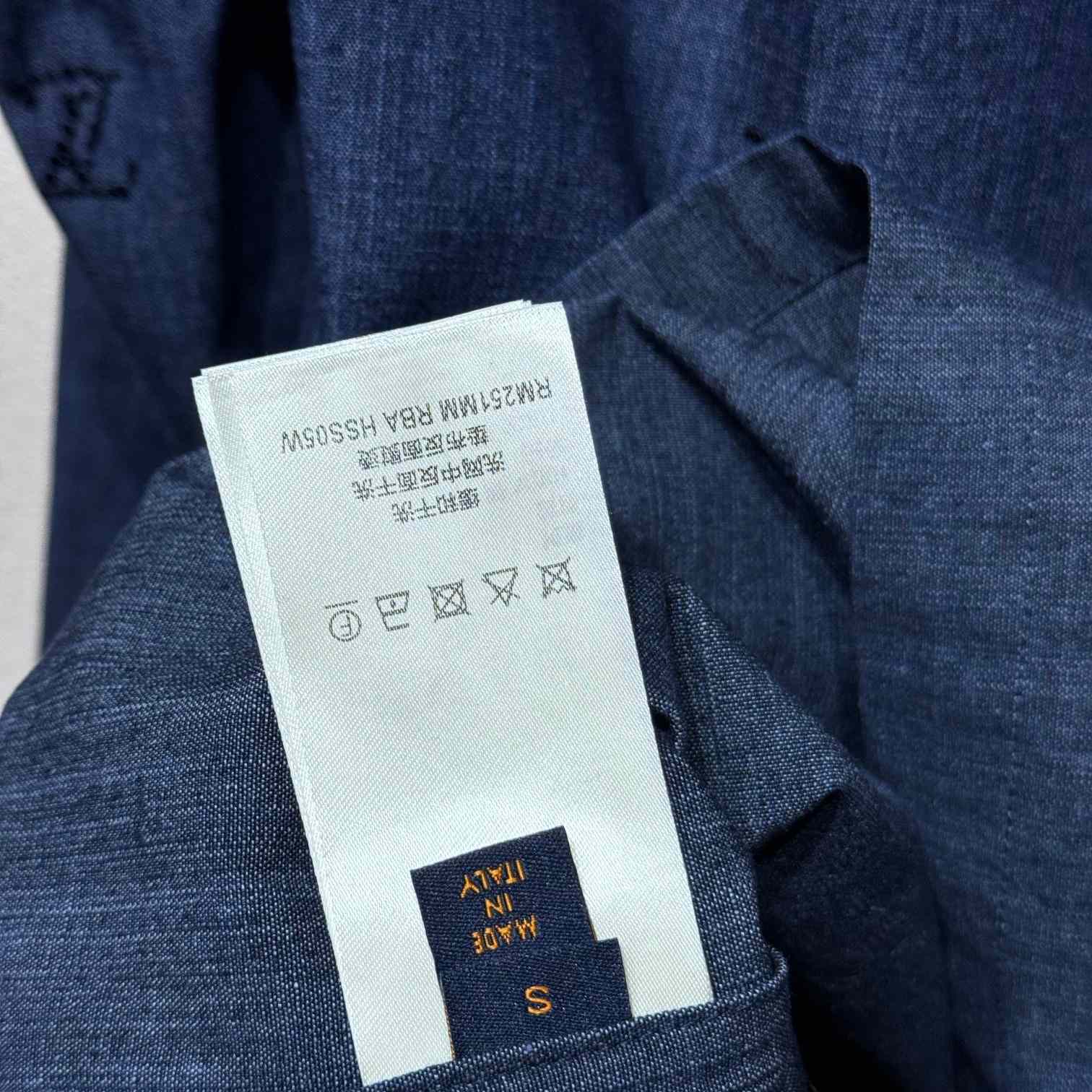 Louis Vuitton LV Blason Embellished Denim Pajama Shirt   1AGJMI - DopestKickz
