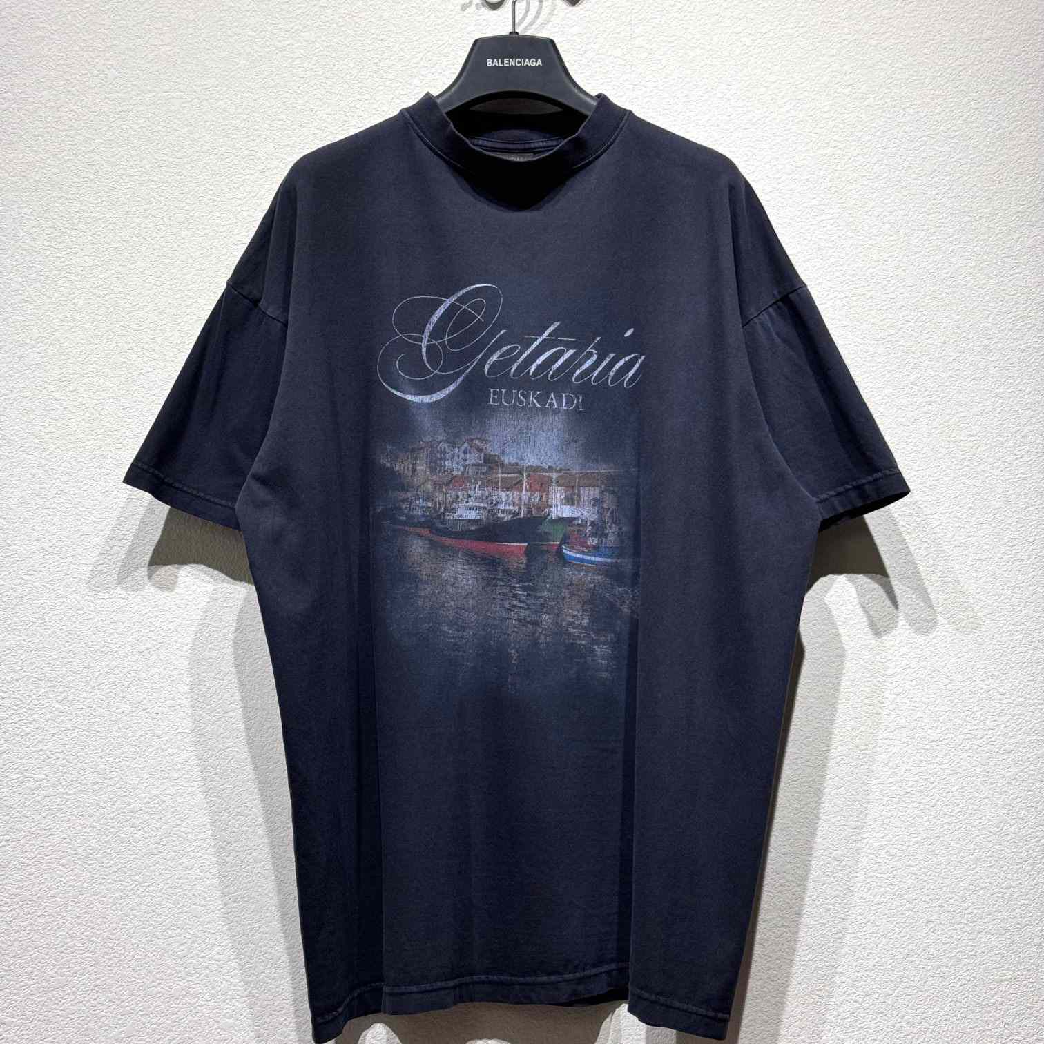 Balenciaga Getaria T-Shirt Oversize Fit In Washed Black Tubular Jersey - DopestKickz