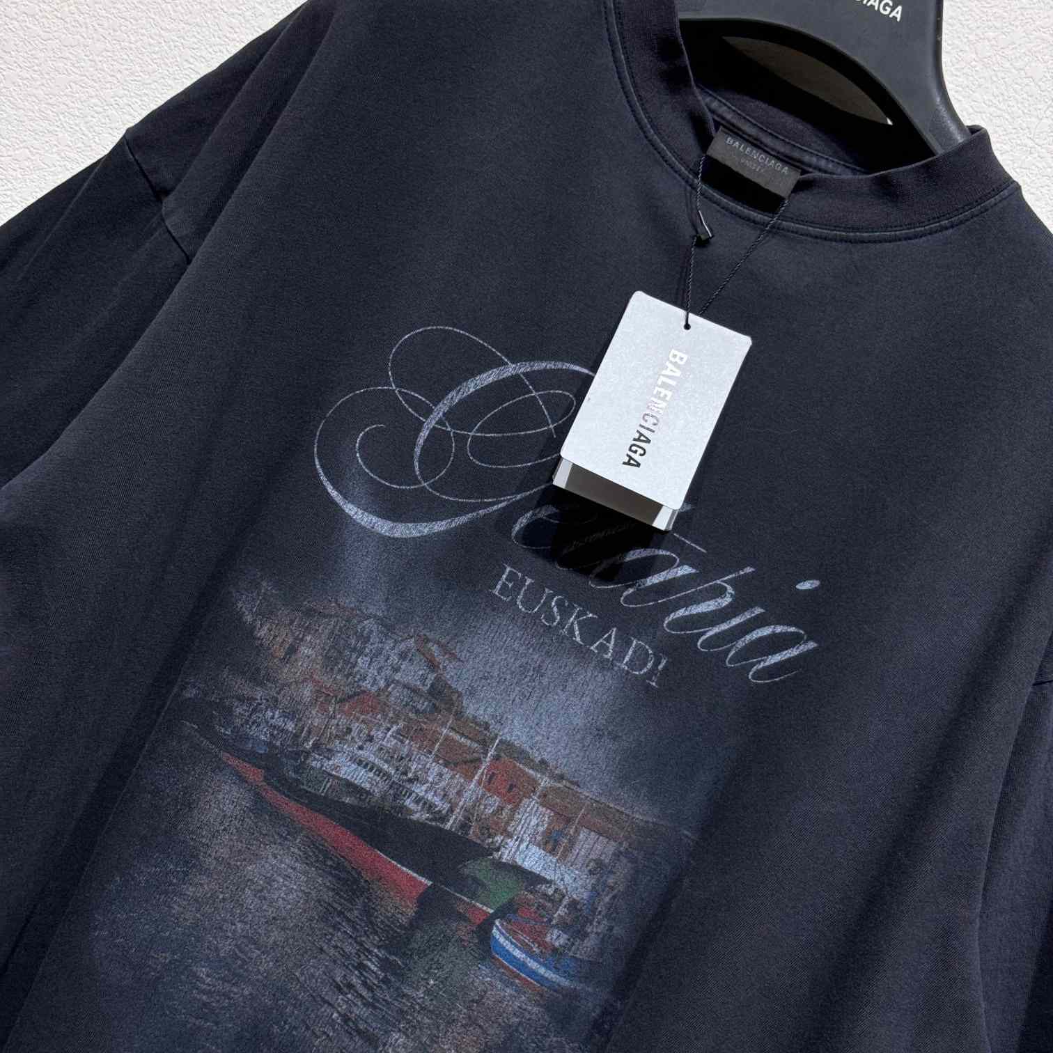 Balenciaga Getaria T-Shirt Oversize Fit In Washed Black Tubular Jersey - DopestKickz