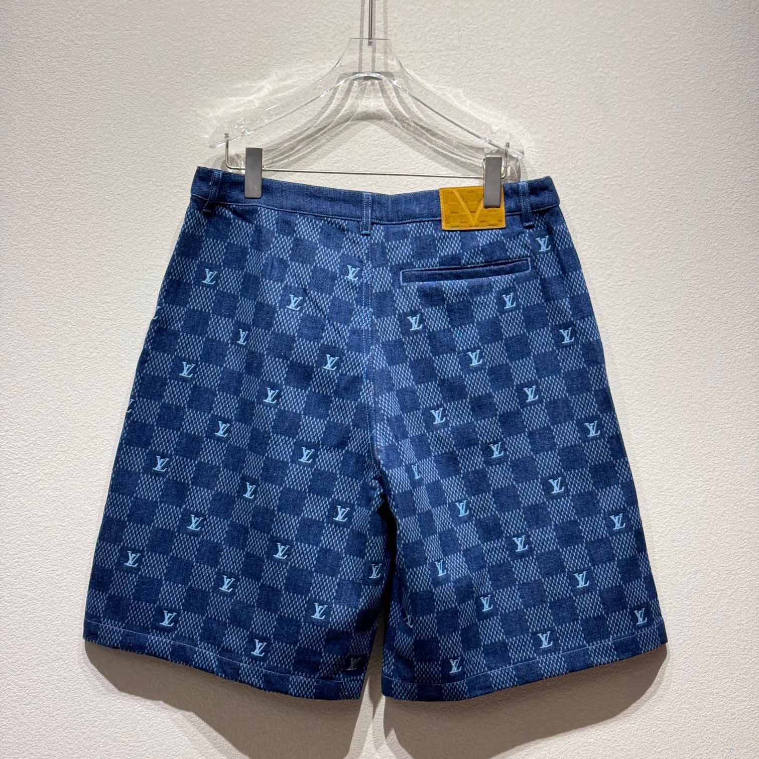 Louis Vuitton Embroidered Damier Denim Shorts  1AFVO5 - DopestKickz