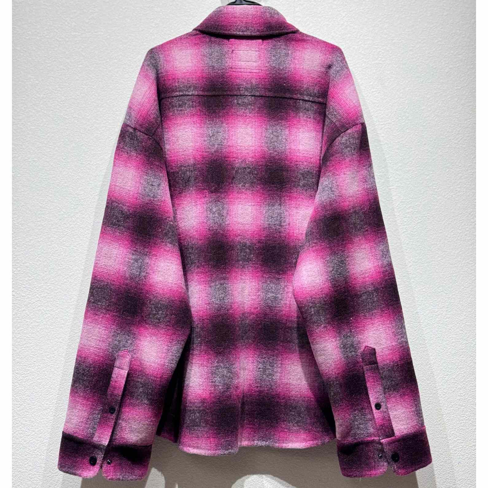 Balenciaga Padded Shirt In Pink And Black Check Flannel - DopestKickz