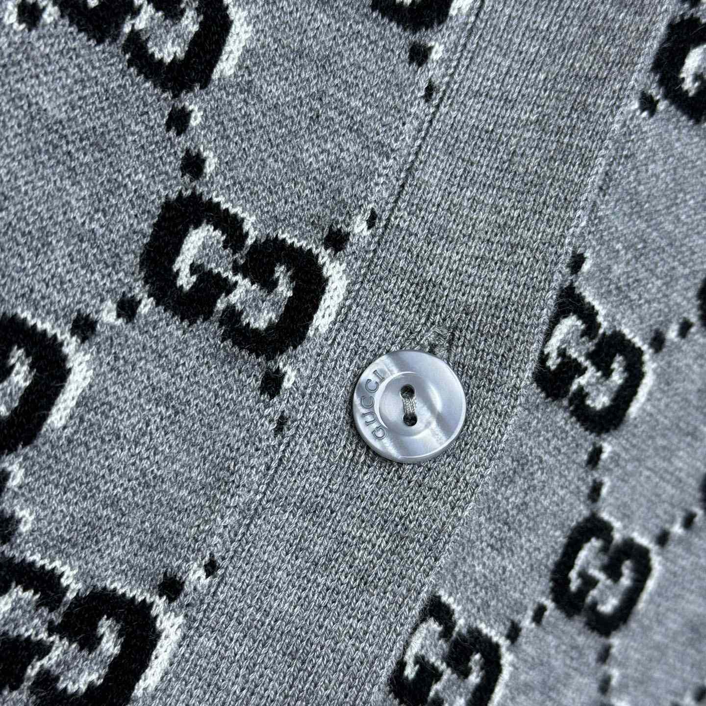 Gucci Wool Jacquard Cardigan With GG Shadow - DopestKickz