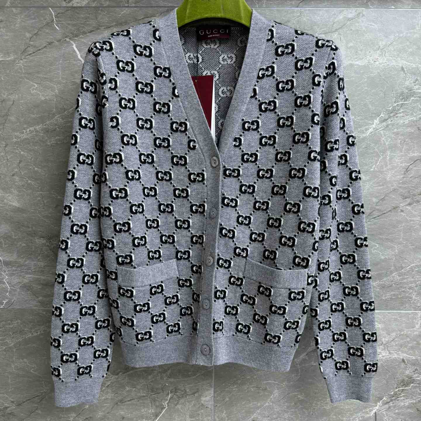 Gucci Wool Jacquard Cardigan With GG Shadow - DopestKickz