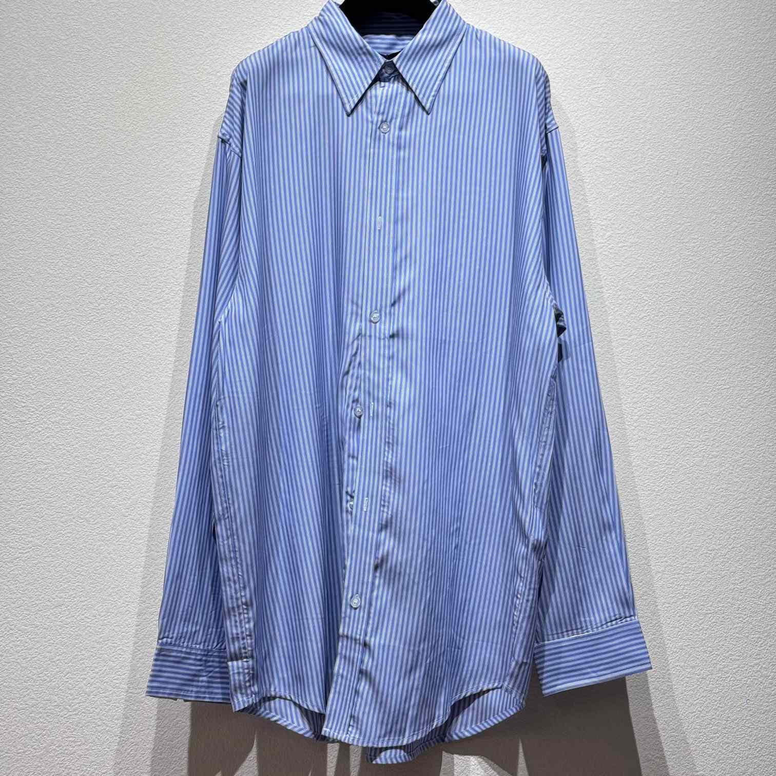Balenciaga Fluid Shirt In Blue And White - DopestKickz
