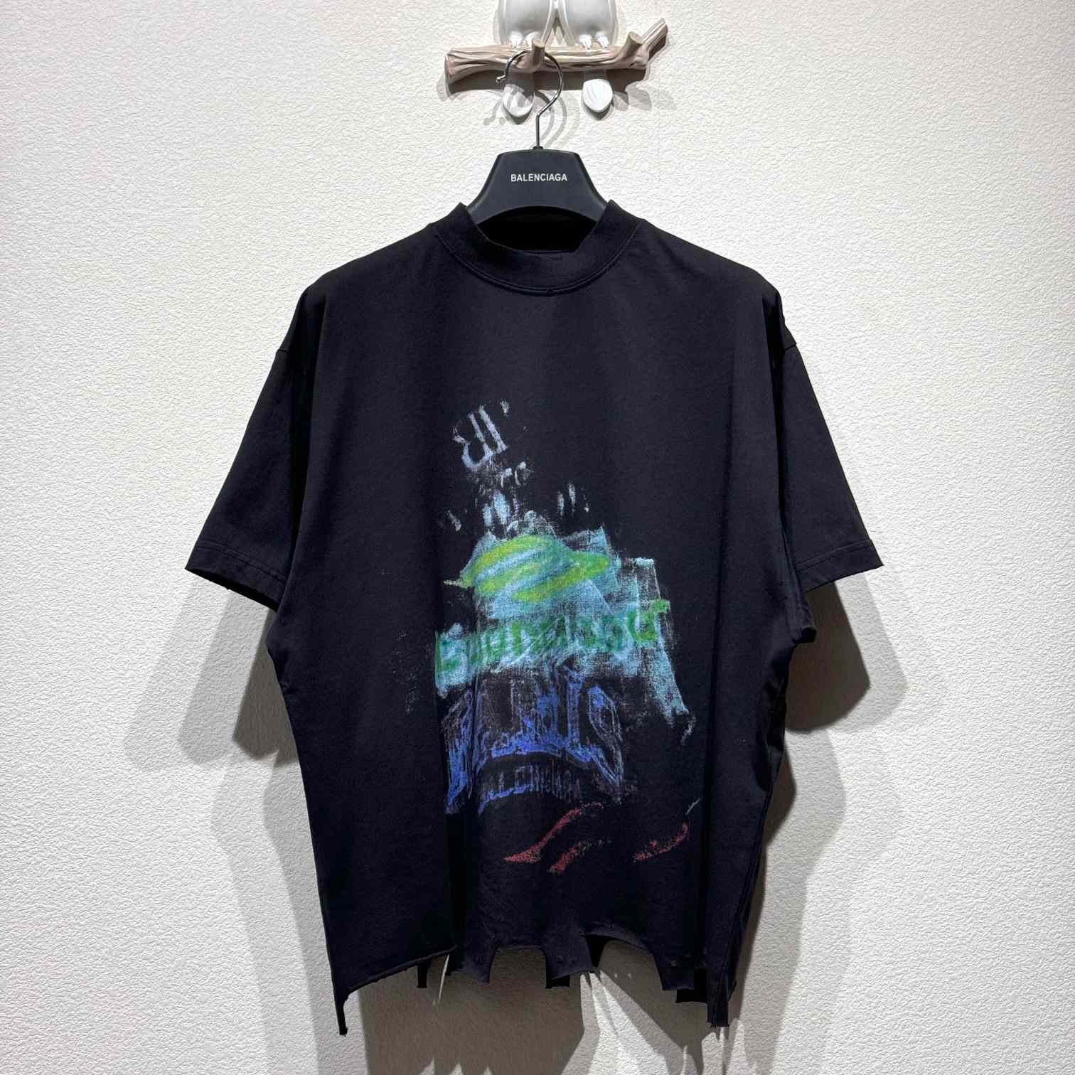 Balenciaga DIY Imprint T-Shirt In Washed Black Vintage Jersey - DopestKickz