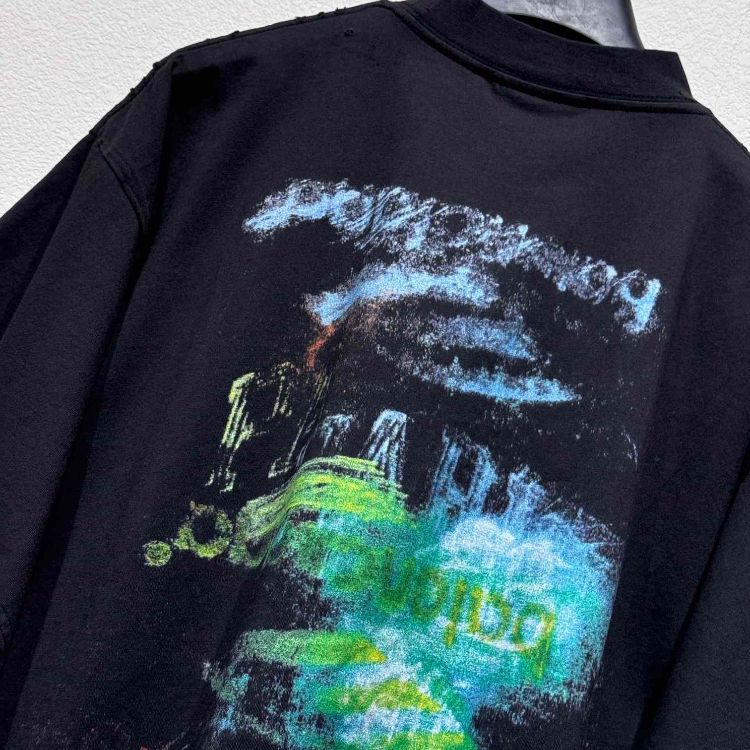 Balenciaga DIY Imprint T-Shirt In Washed Black Vintage Jersey - DopestKickz