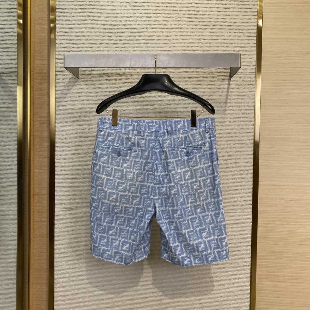 Fendi Blue FF Linen Shorts - DopestKickz