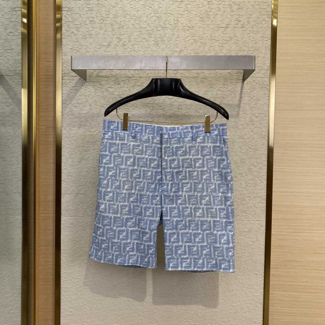 Fendi Blue FF Linen Shorts - DopestKickz