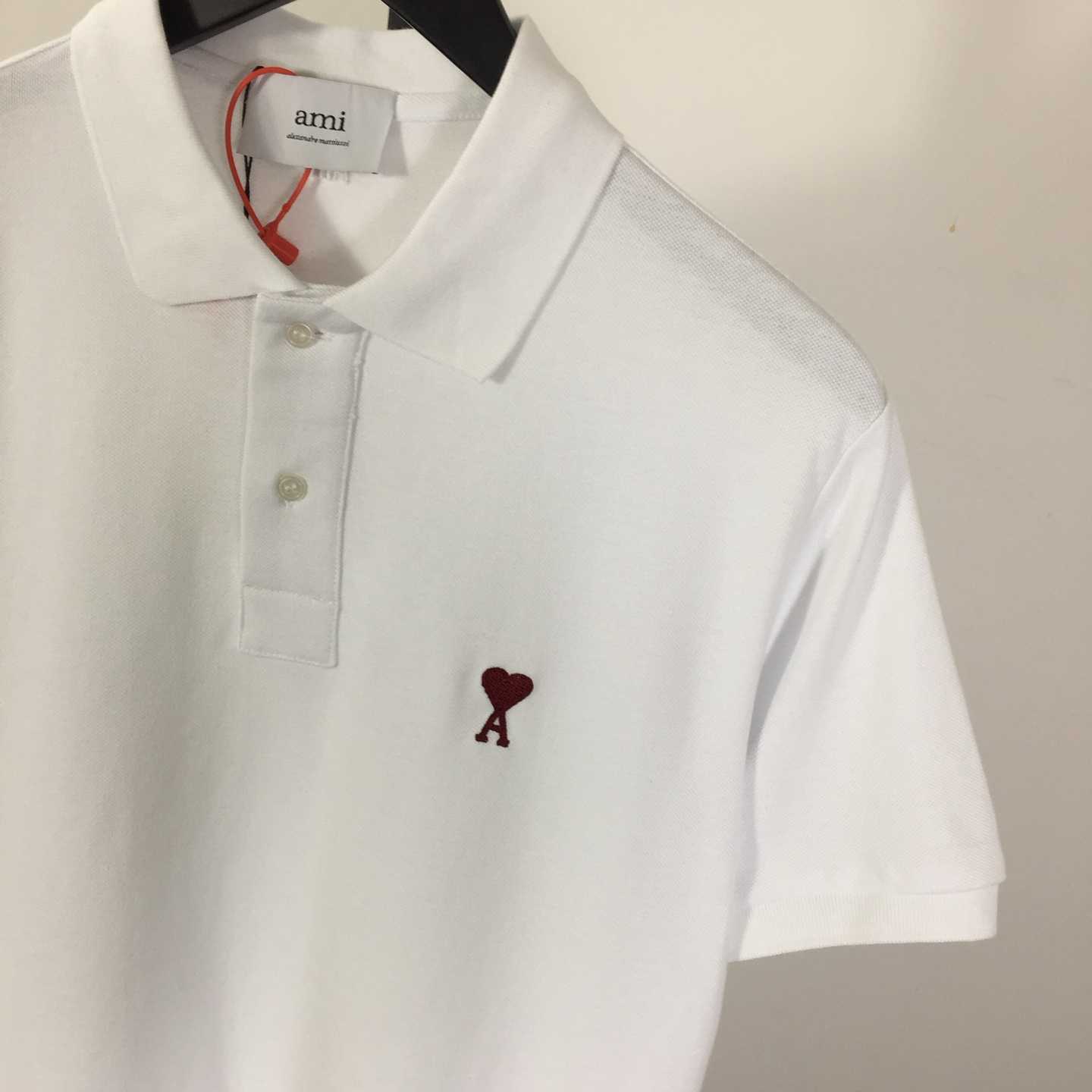 Ami Paris Ami De Coeur Embroidered Polo Shirt - DopestKickz
