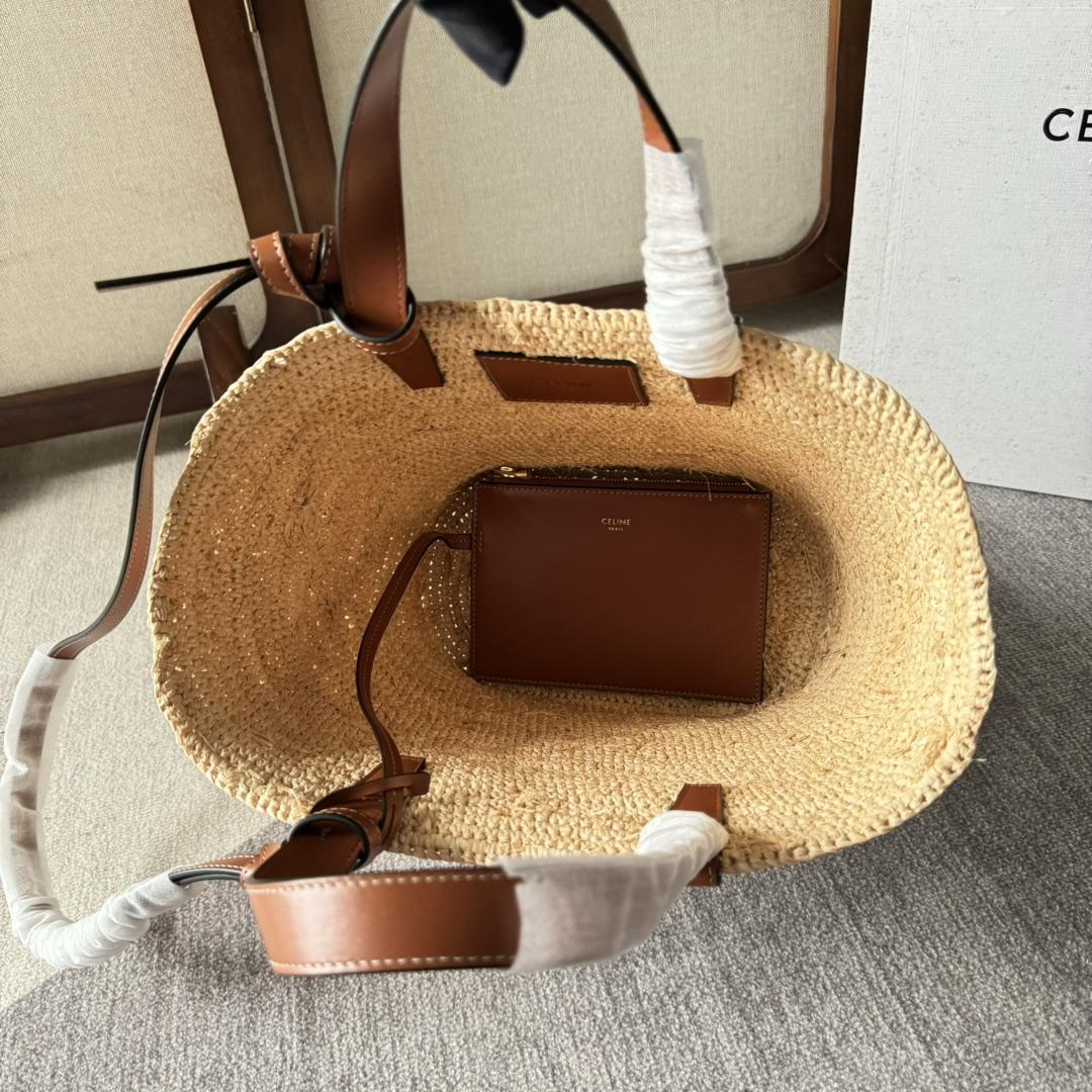 Celine Teen Supple Celine Classic Panier In Raffia And Calfskin - DopestKickz