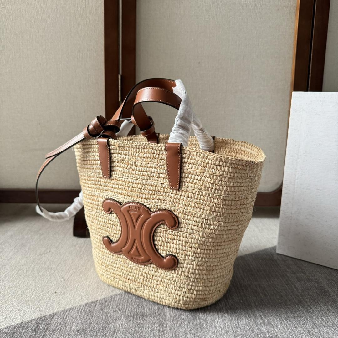 Celine Teen Supple Celine Classic Panier In Raffia And Calfskin - DopestKickz