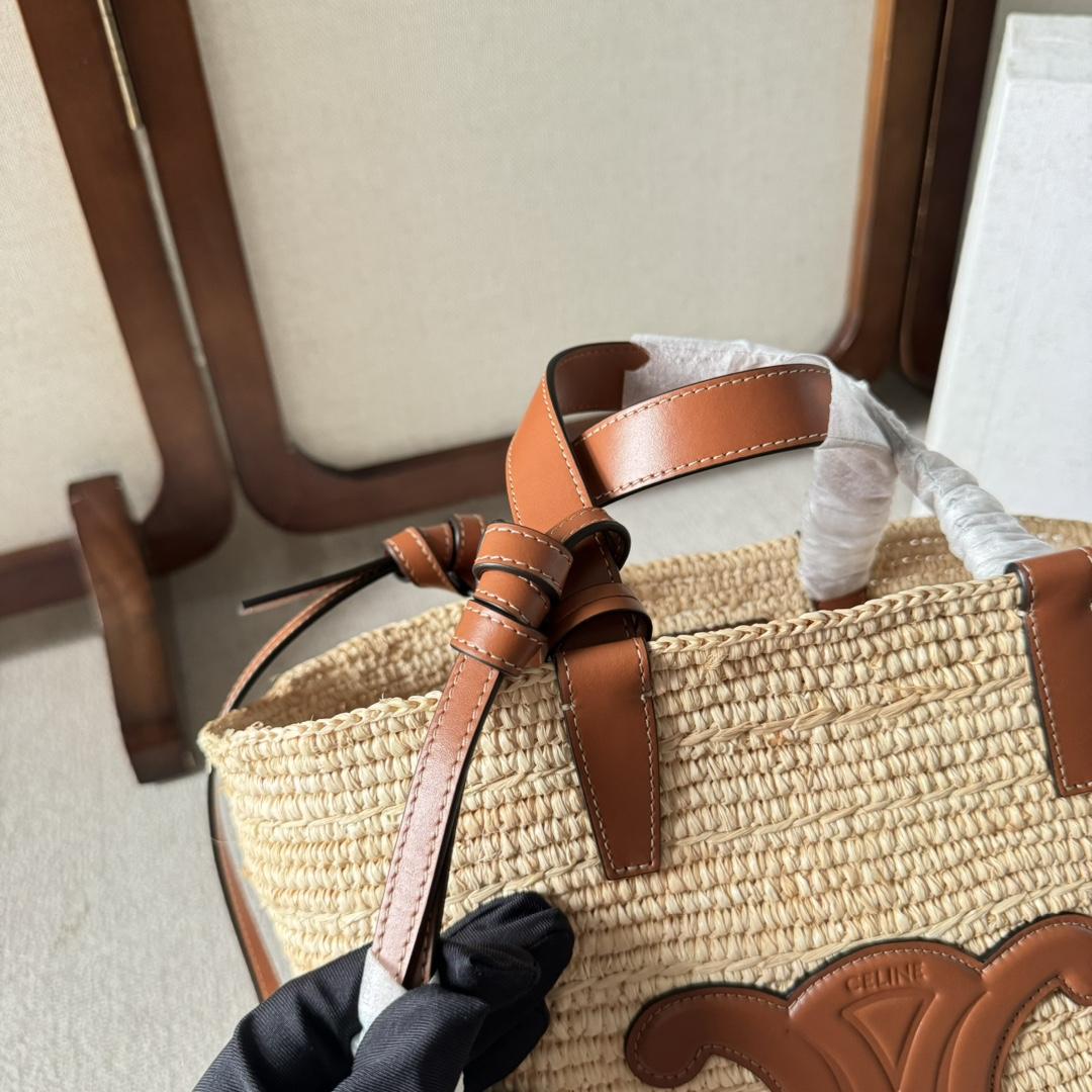 Celine Teen Supple Celine Classic Panier In Raffia And Calfskin - DopestKickz