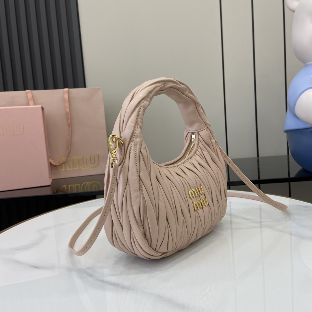 Miu Miu Wander Matelassé Nappa Leather Hobo Bag - DopestKickz