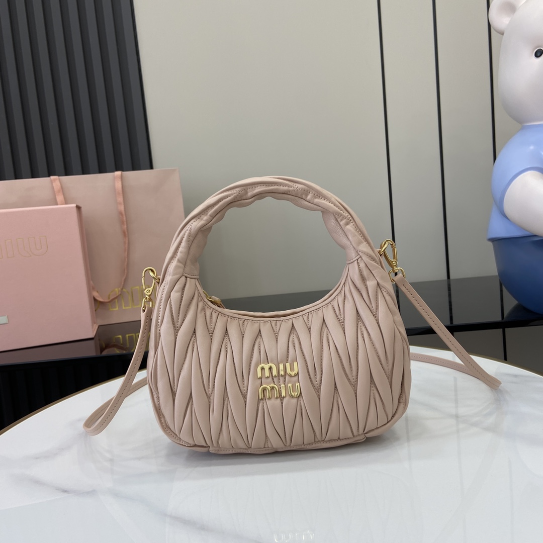 Miu Miu Wander Matelassé Nappa Leather Hobo Bag - DopestKickz