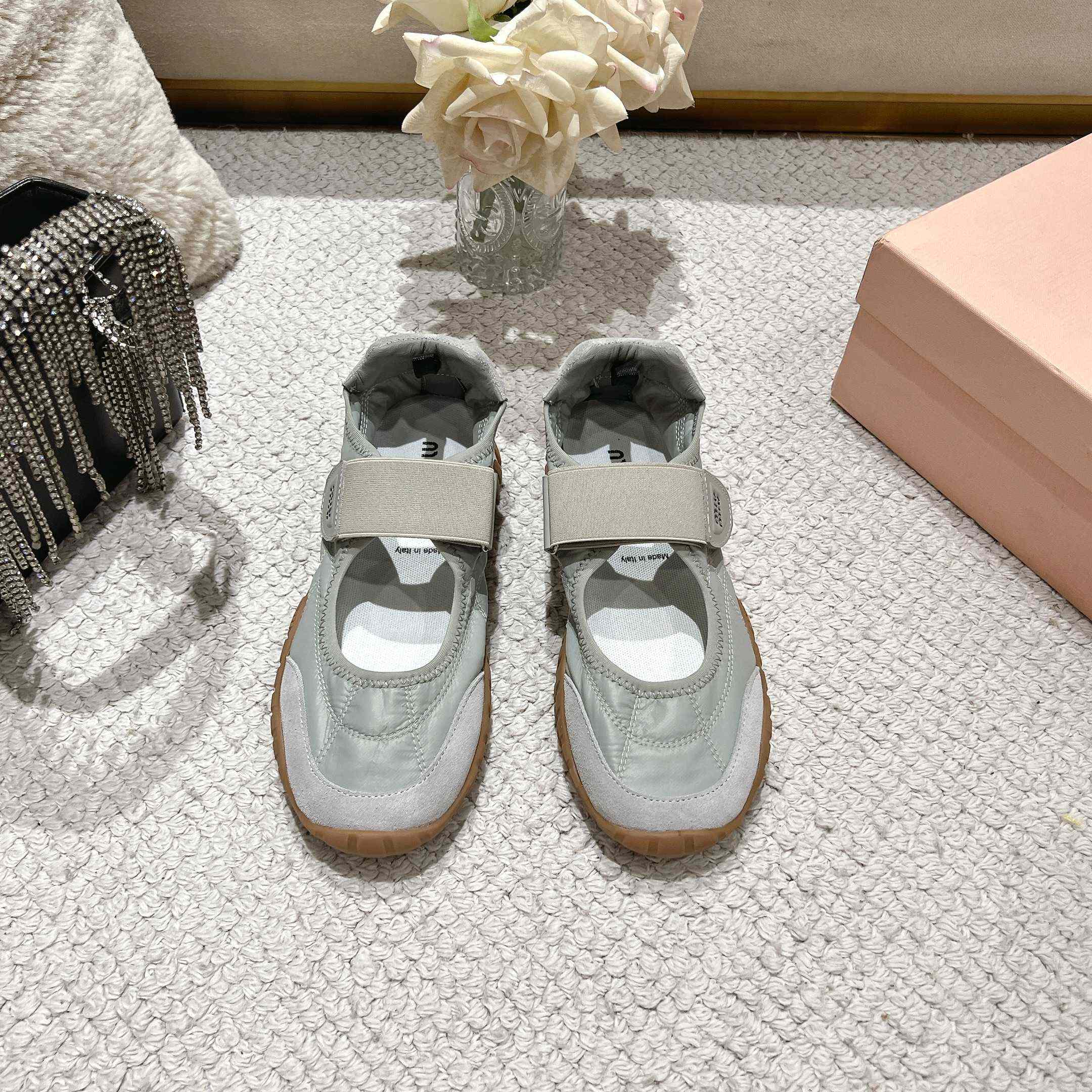 Miu Miu Tyre Technical Fabric And Suede Ballerinas - DopestKickz