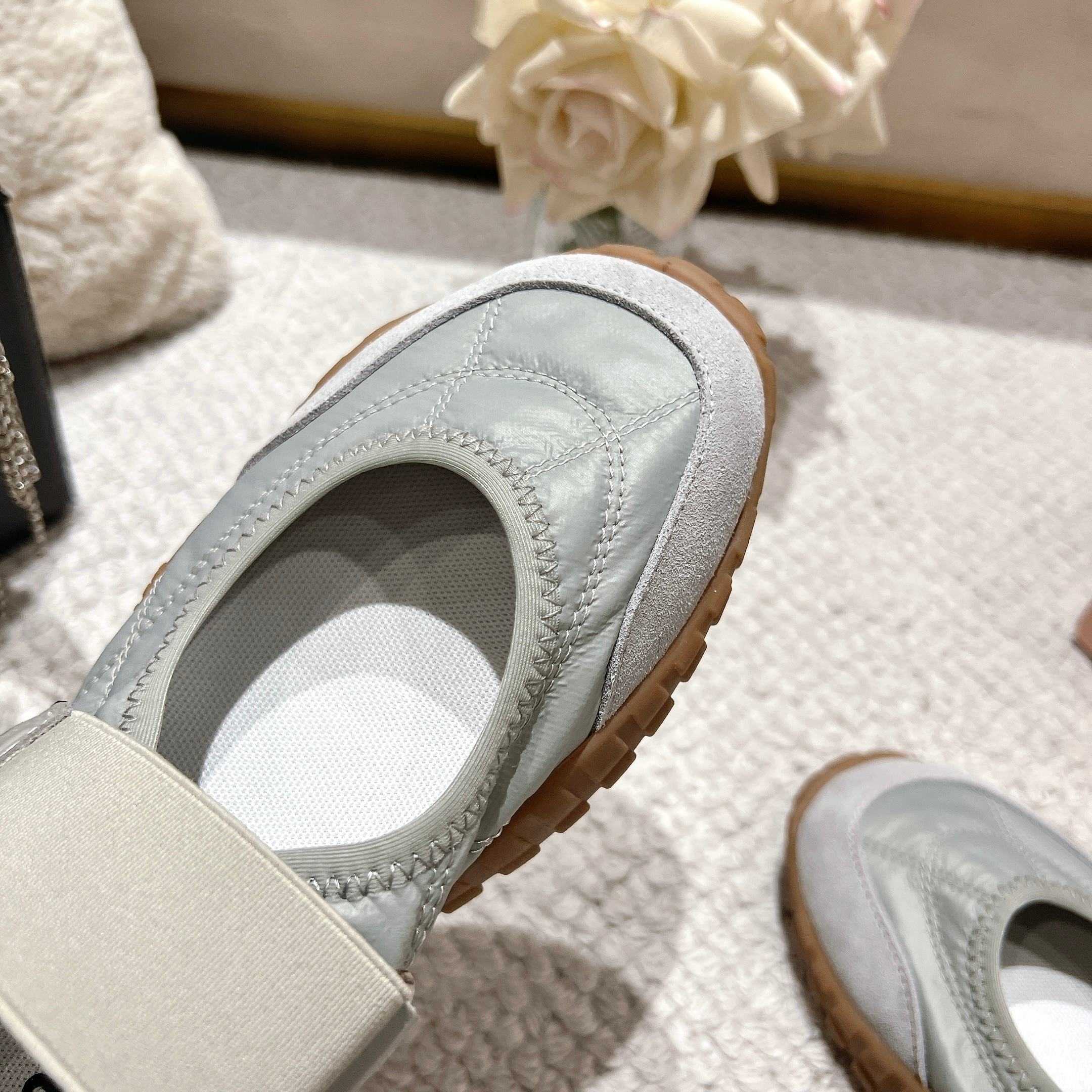 Miu Miu Tyre Technical Fabric And Suede Ballerinas - DopestKickz