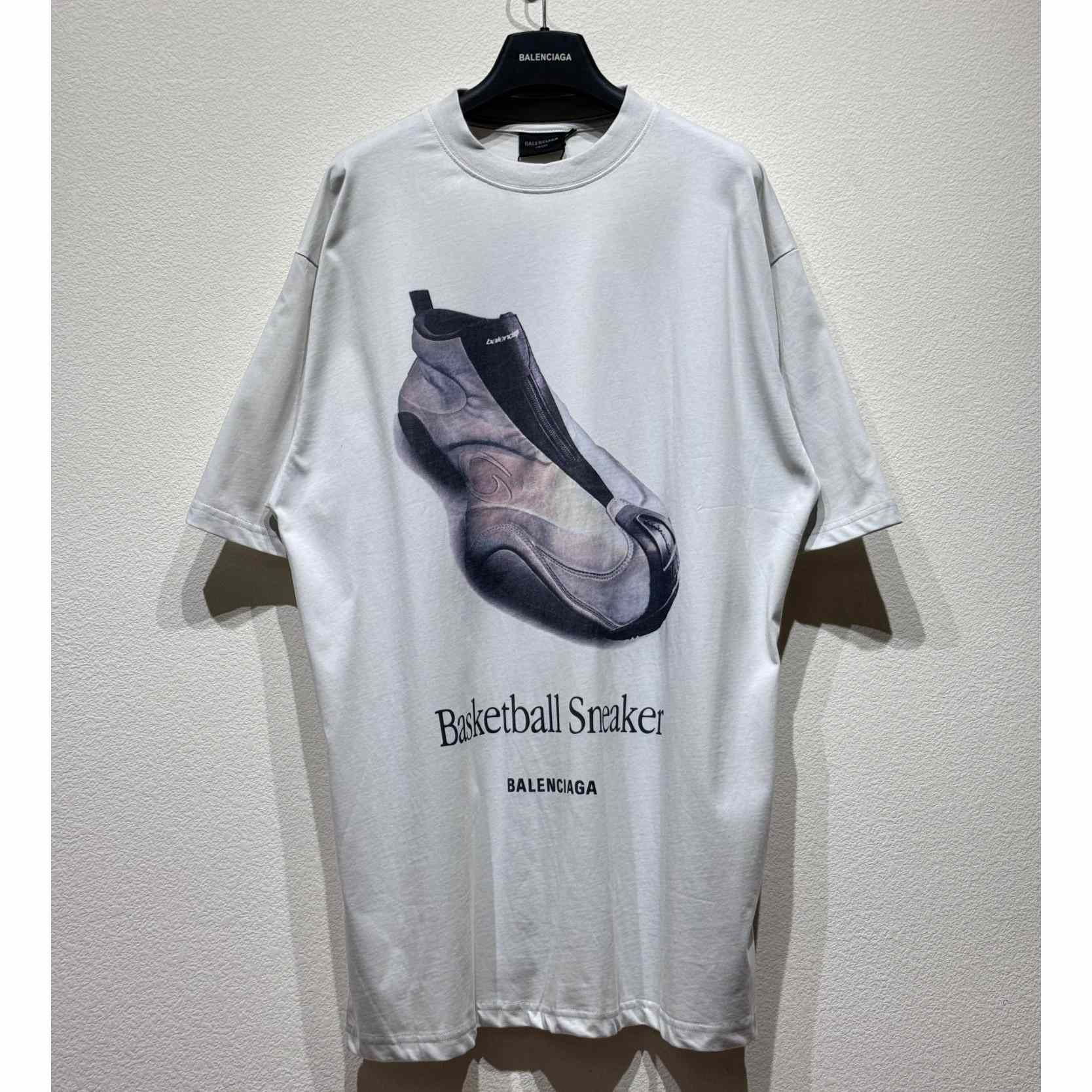Balenciaga Basketball Sneaker T-Shirt Oversized In Dirty White Dry Jersey - DopestKickz