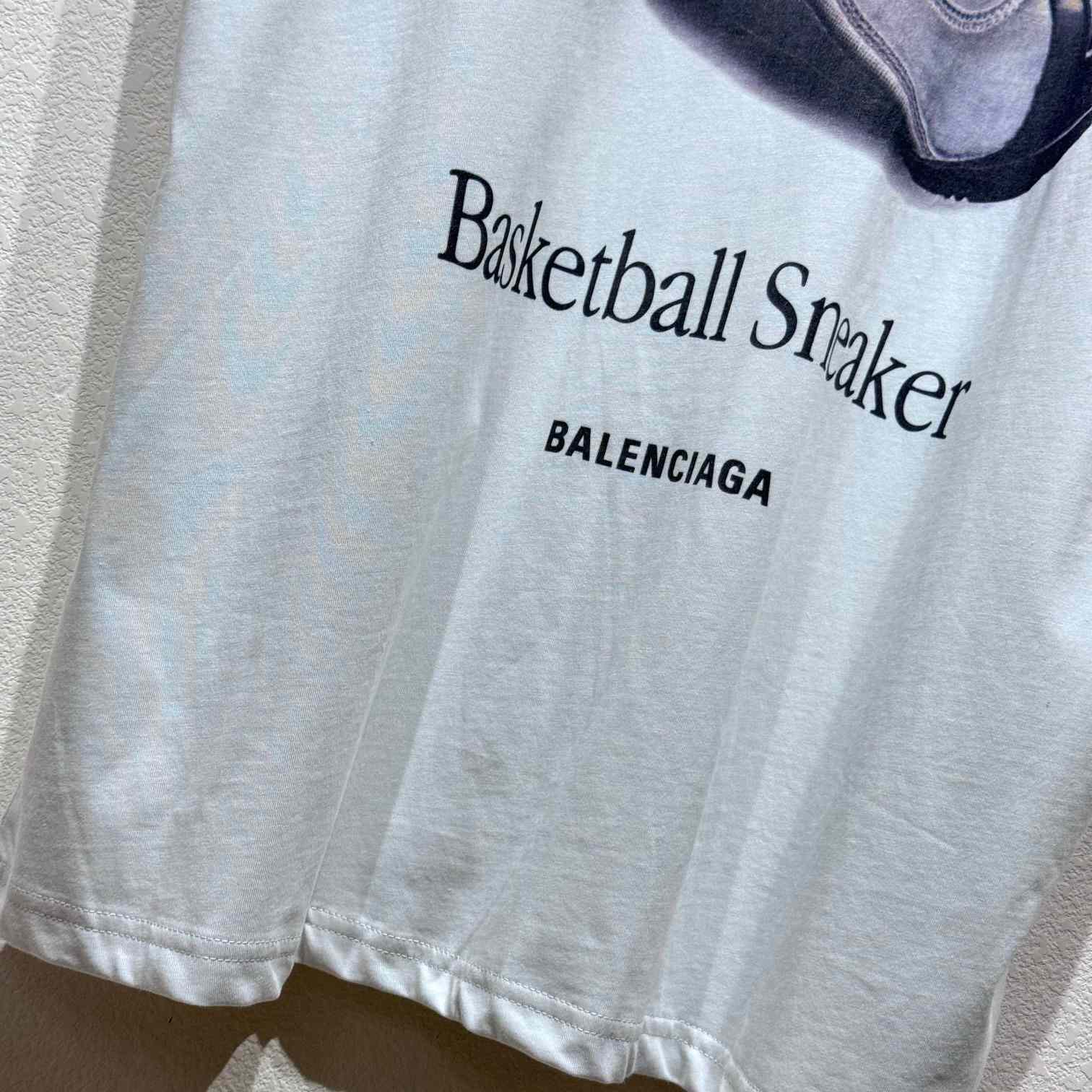 Balenciaga Basketball Sneaker T-Shirt Oversized In Dirty White Dry Jersey - DopestKickz