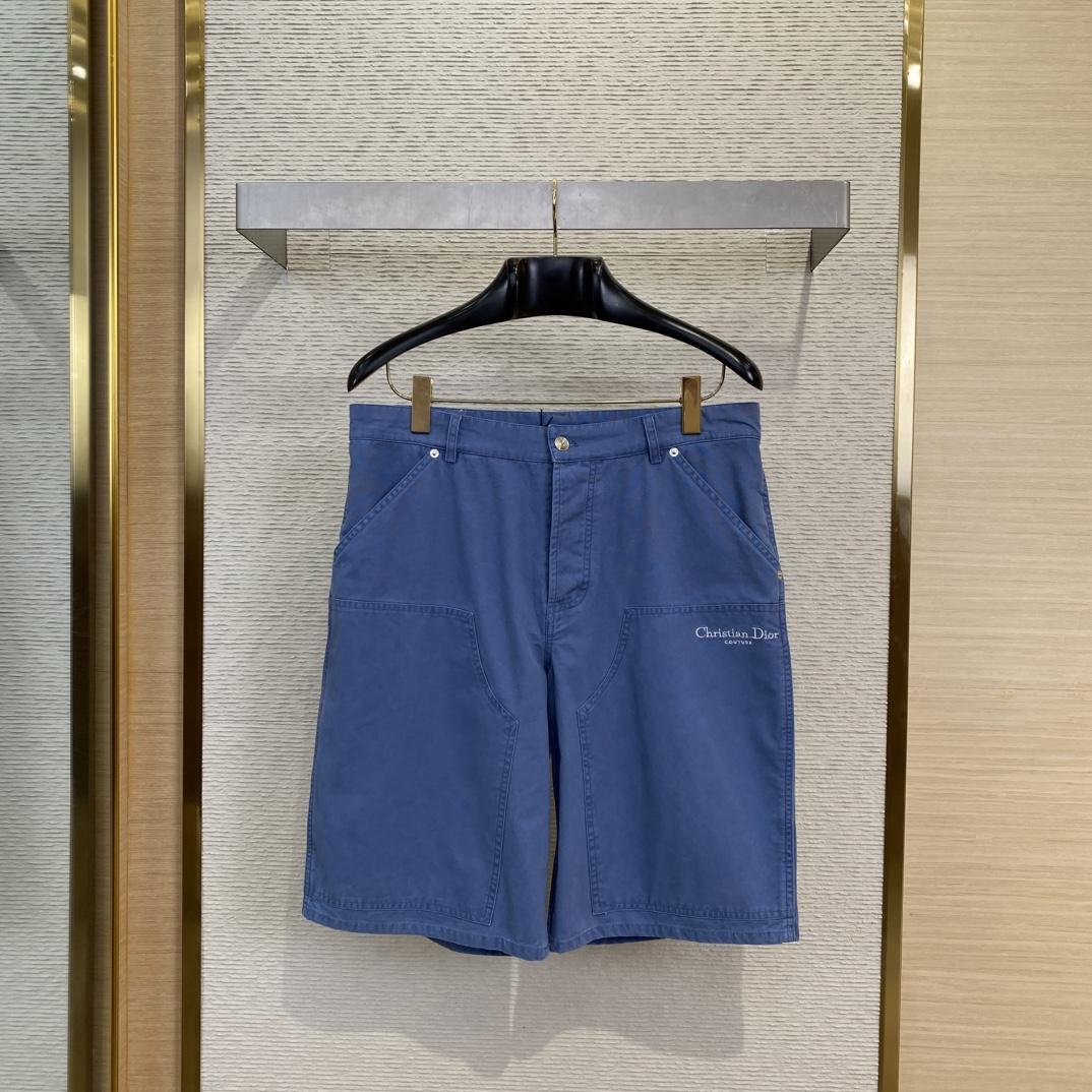 Christian Dior Couture Carpenter Shorts Blue Cotton Denim  - DopestKickz