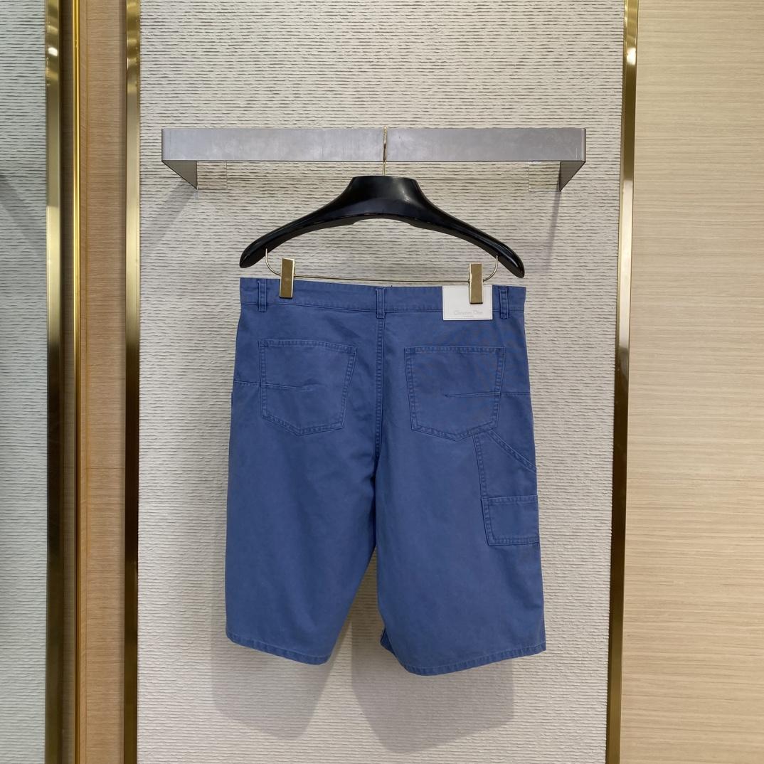 Christian Dior Couture Carpenter Shorts Blue Cotton Denim  - DopestKickz