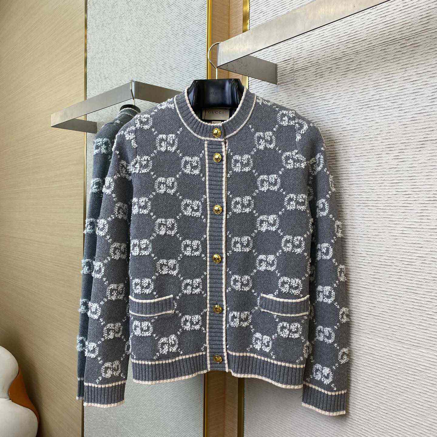 Gucci GG Wool Bouclé Jacquard Cardigan - DopestKickz