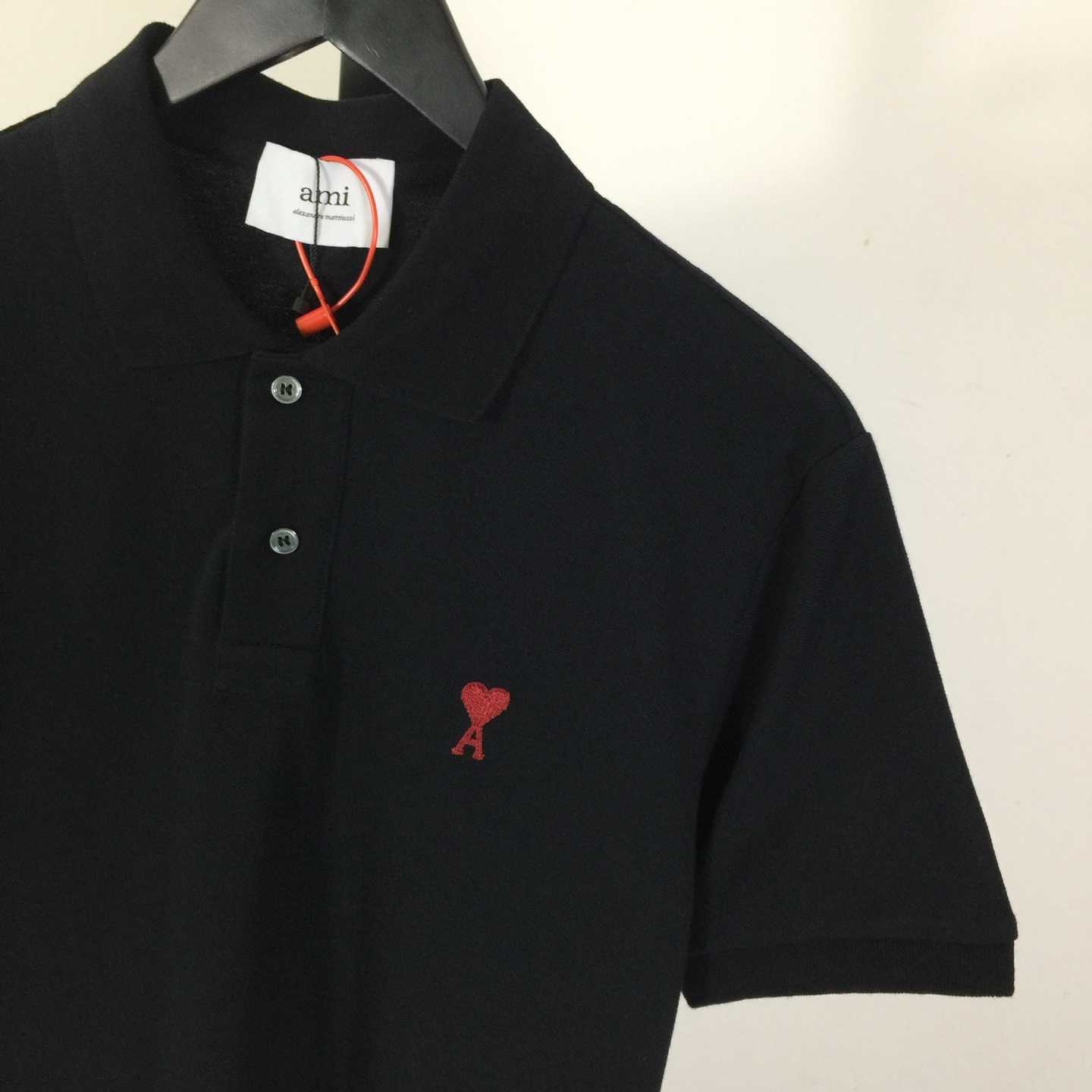 Ami Paris Ami De Coeur Embroidered Polo Shirt - DopestKickz