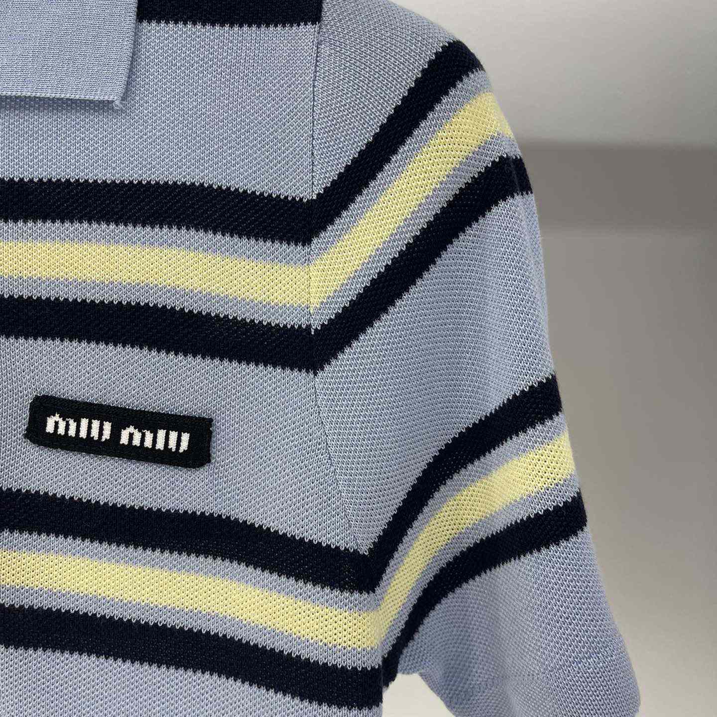 Miu Miu Striped Knitted Cotton Polo Shirt - DopestKickz