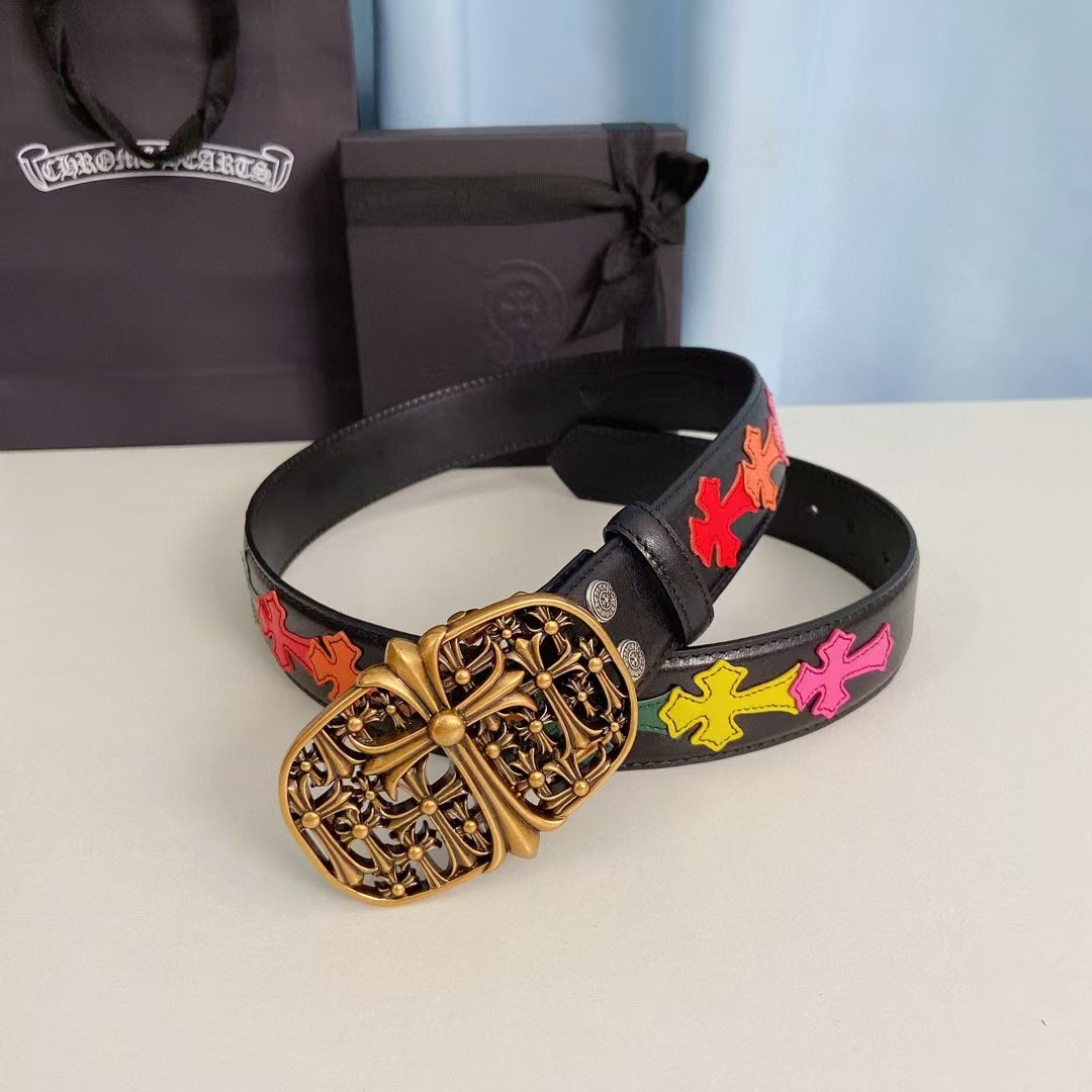 Chrome Hearts Leather Belt   - DopestKickz