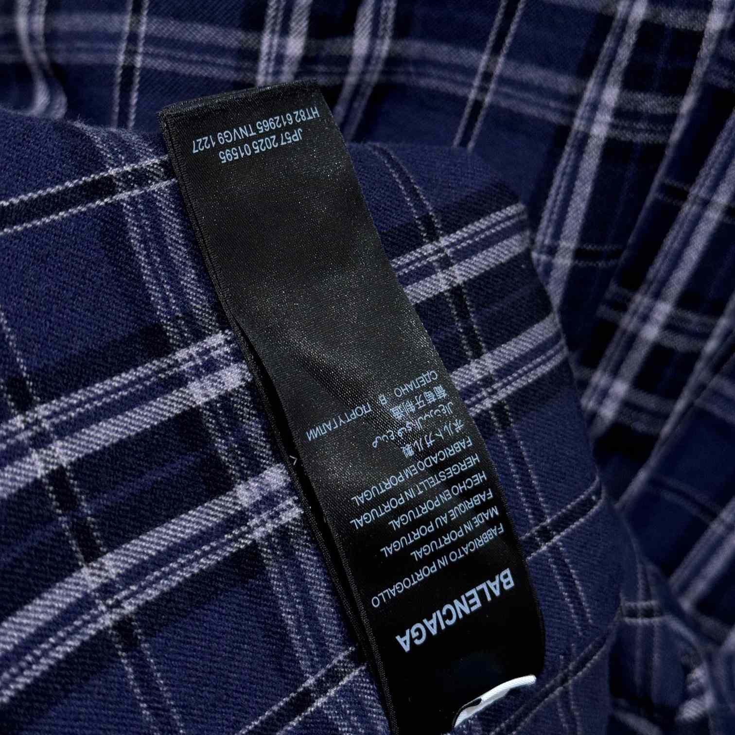 Balenciaga BB Center Logo Blue Check Hood Jacket - DopestKickz