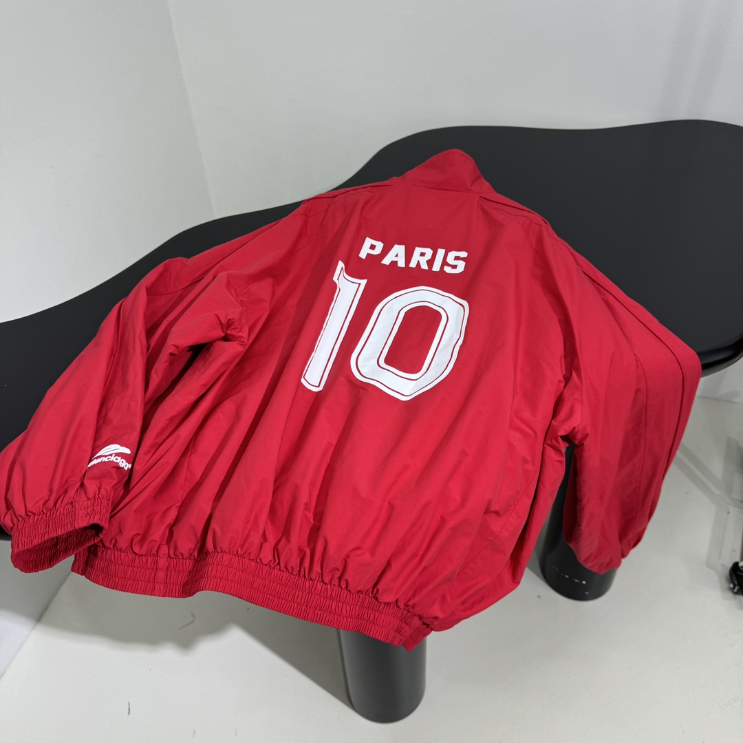Balenciaga Paris Soccer Tracksuit Jacket In Red - DopestKickz