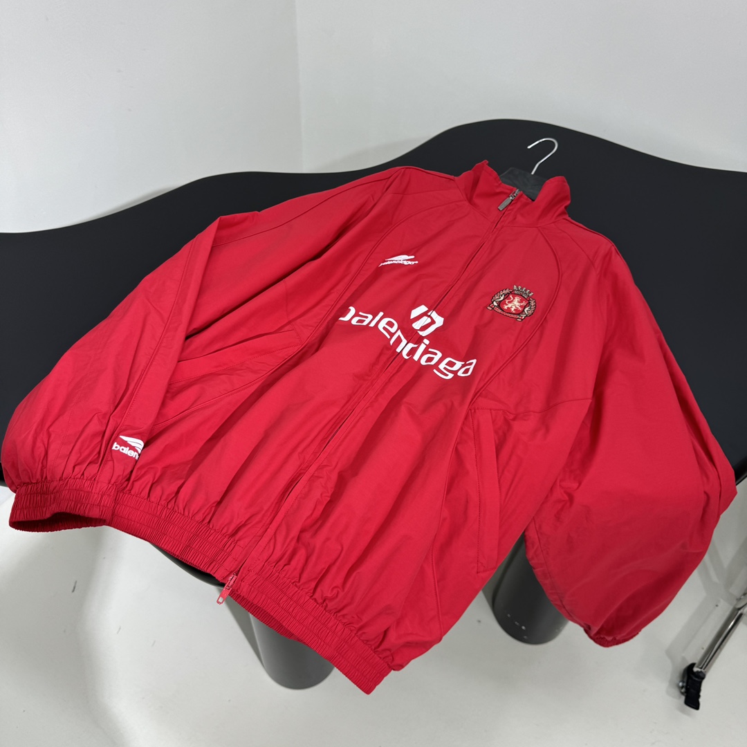 Balenciaga Paris Soccer Tracksuit Jacket In Red - DopestKickz