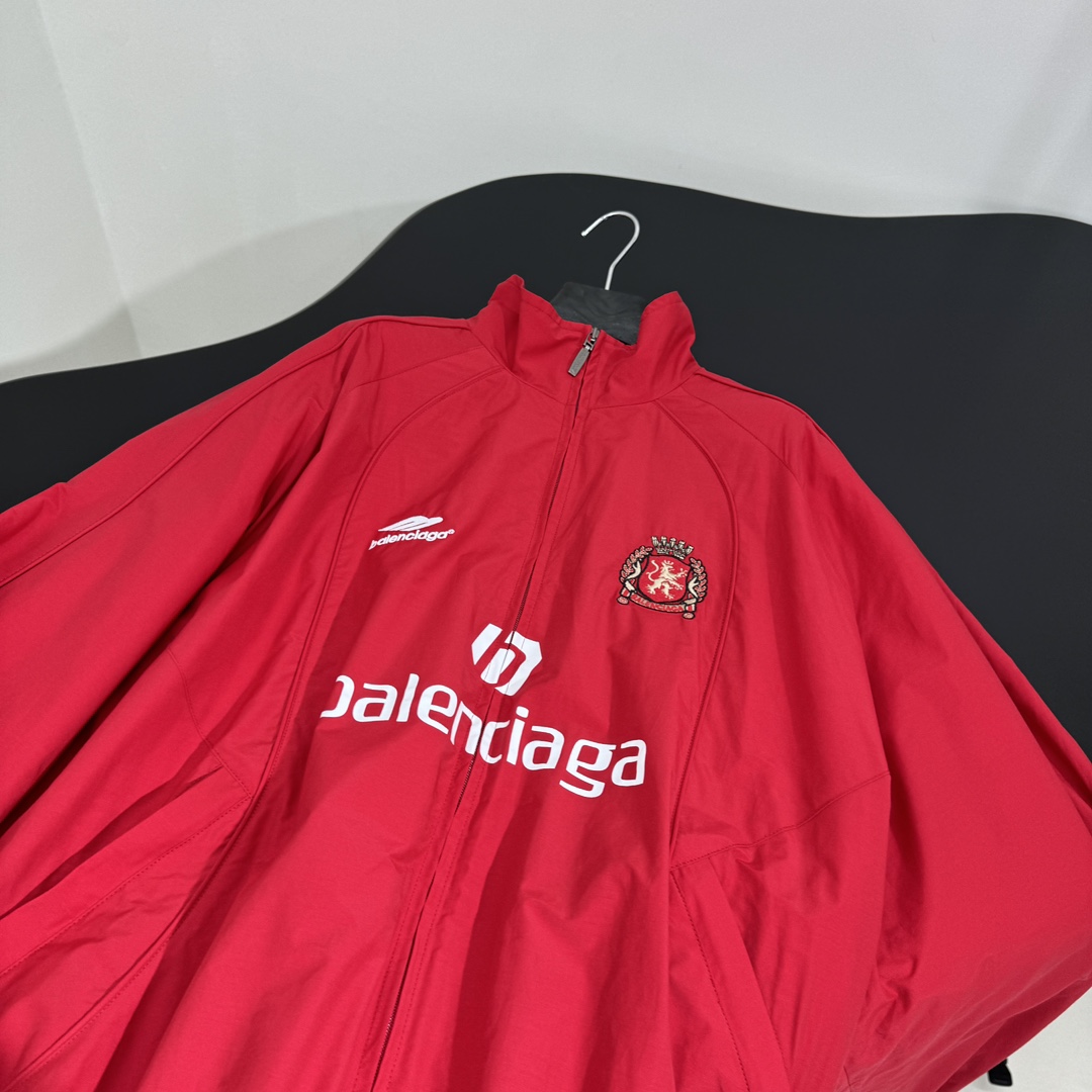 Balenciaga Paris Soccer Tracksuit Jacket In Red - DopestKickz