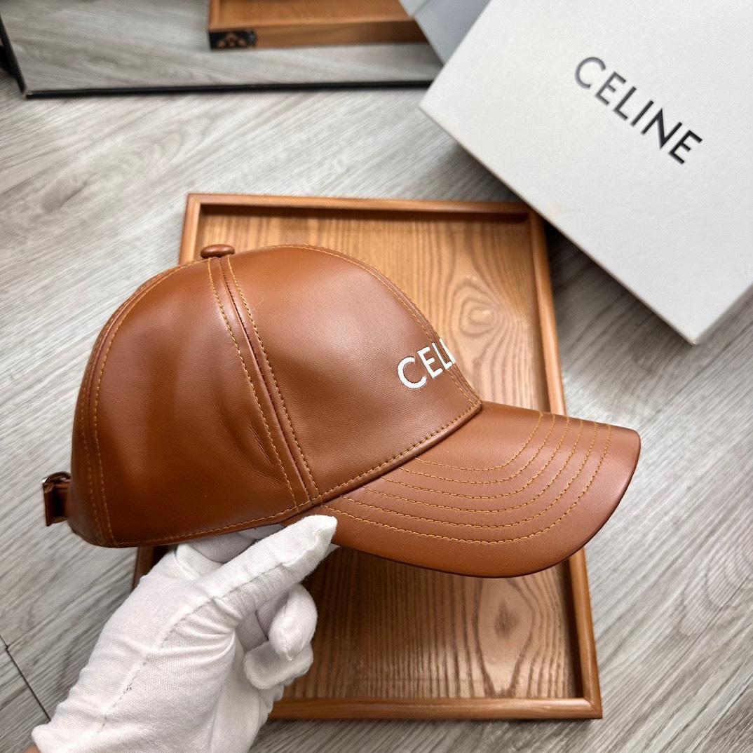 Celine Brown Leather Baseball Cap - DopestKickz