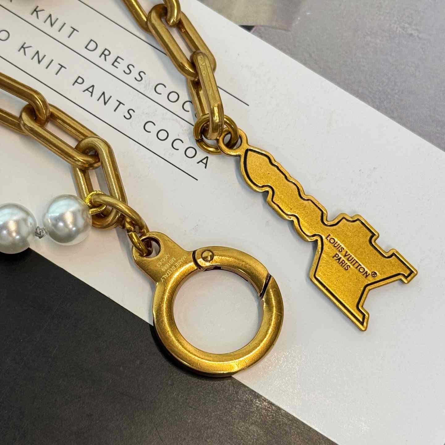 Louis Vuitton Chain Belt Pearls Bag Charm  M01689 - DopestKickz