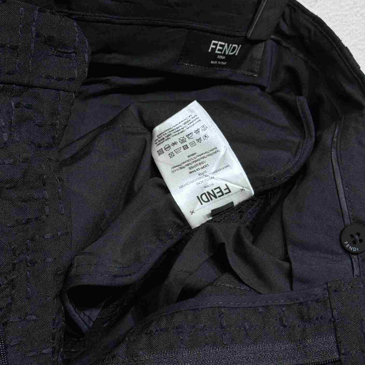 Fendi Black Linen FF jacquard Short - DopestKickz