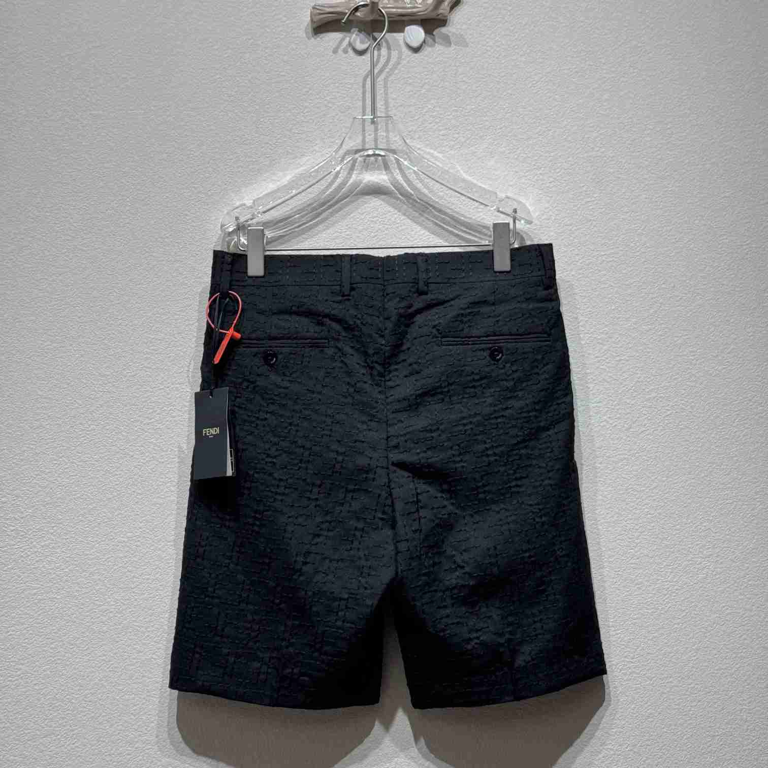 Fendi Black Linen FF jacquard Short - DopestKickz
