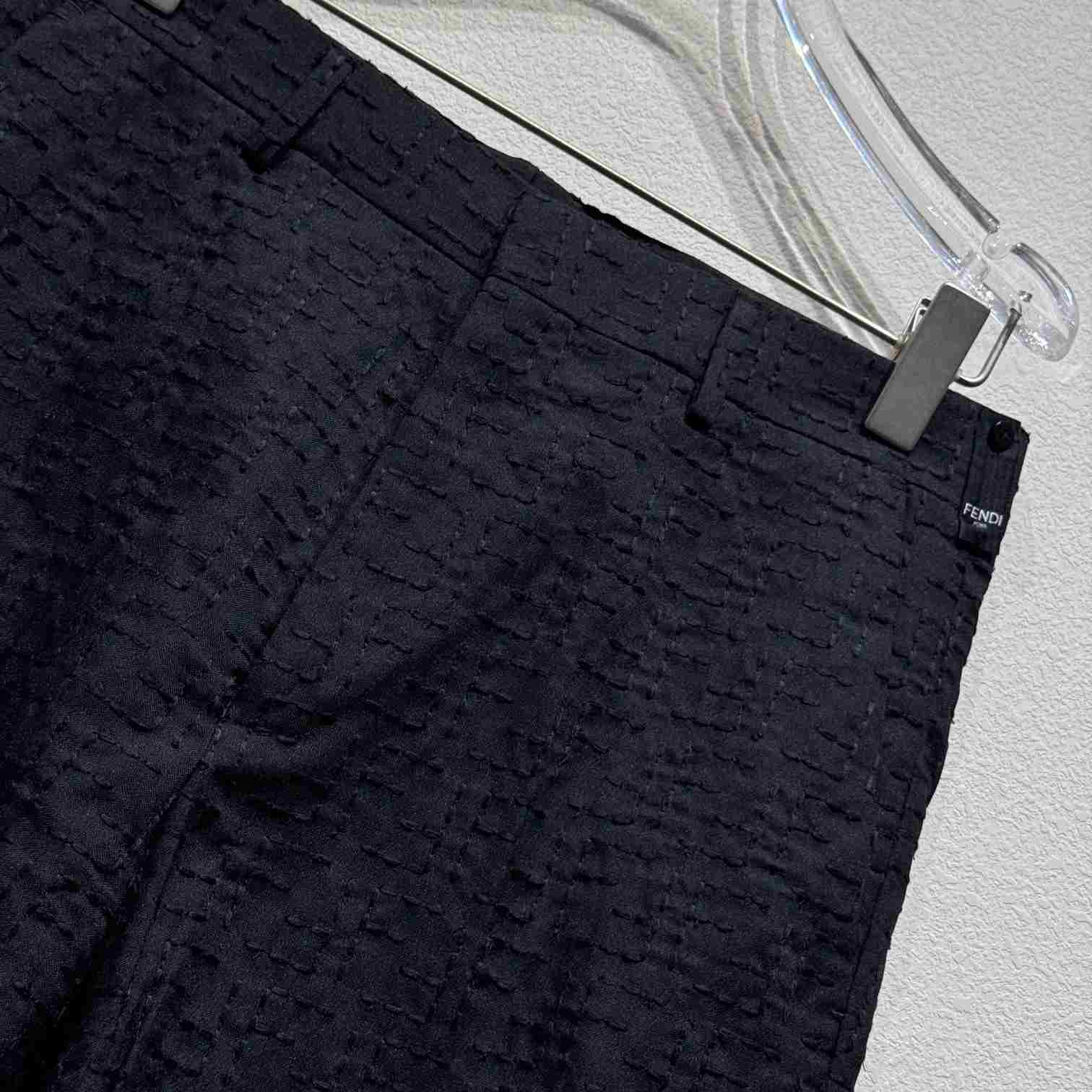 Fendi Black Linen FF jacquard Short - DopestKickz