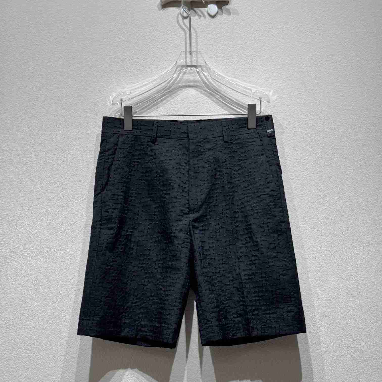 Fendi Black Linen FF jacquard Short - DopestKickz
