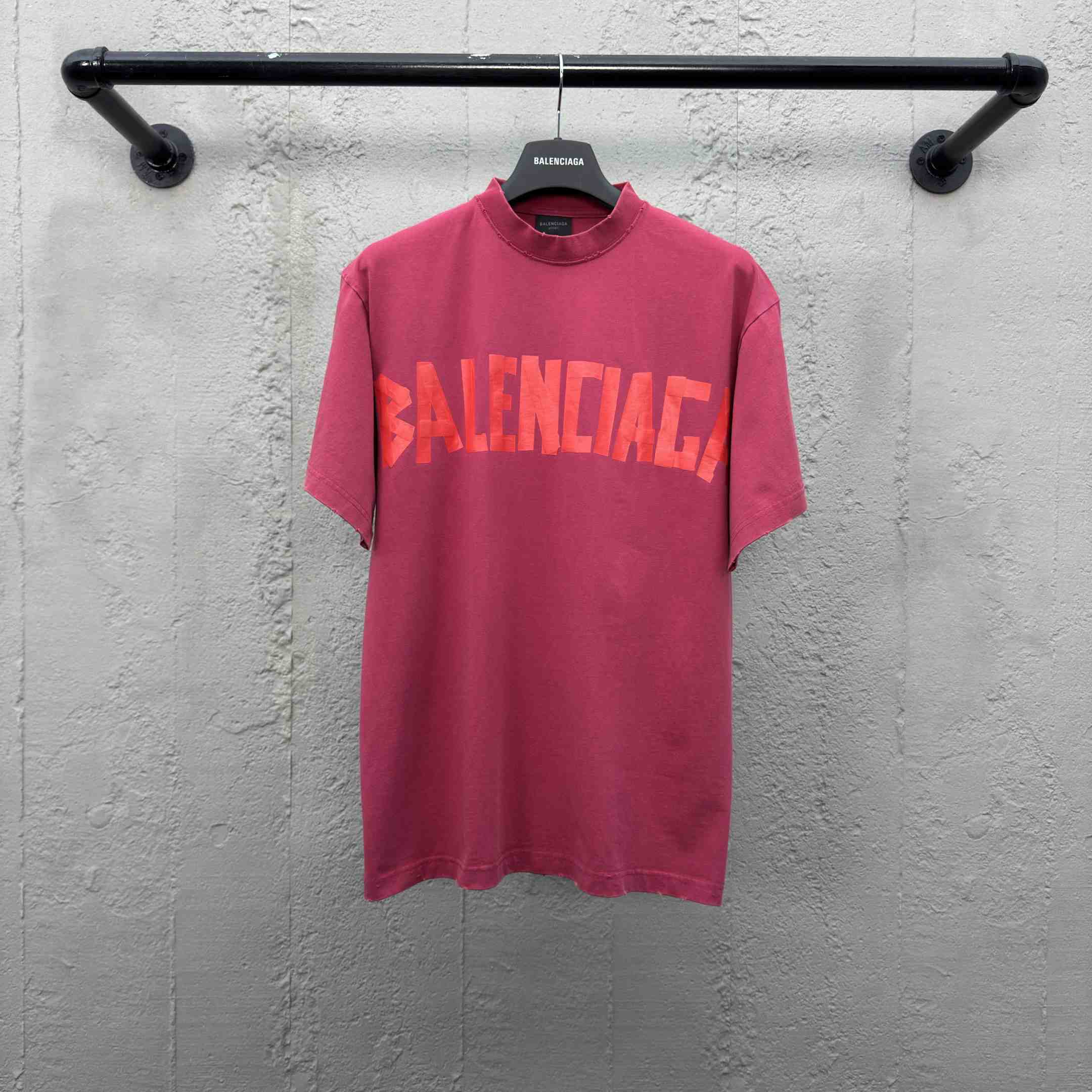Balenciaga Tape Type T-Shirt Medium Fit In raspberry Dry Jersey - DopestKickz
