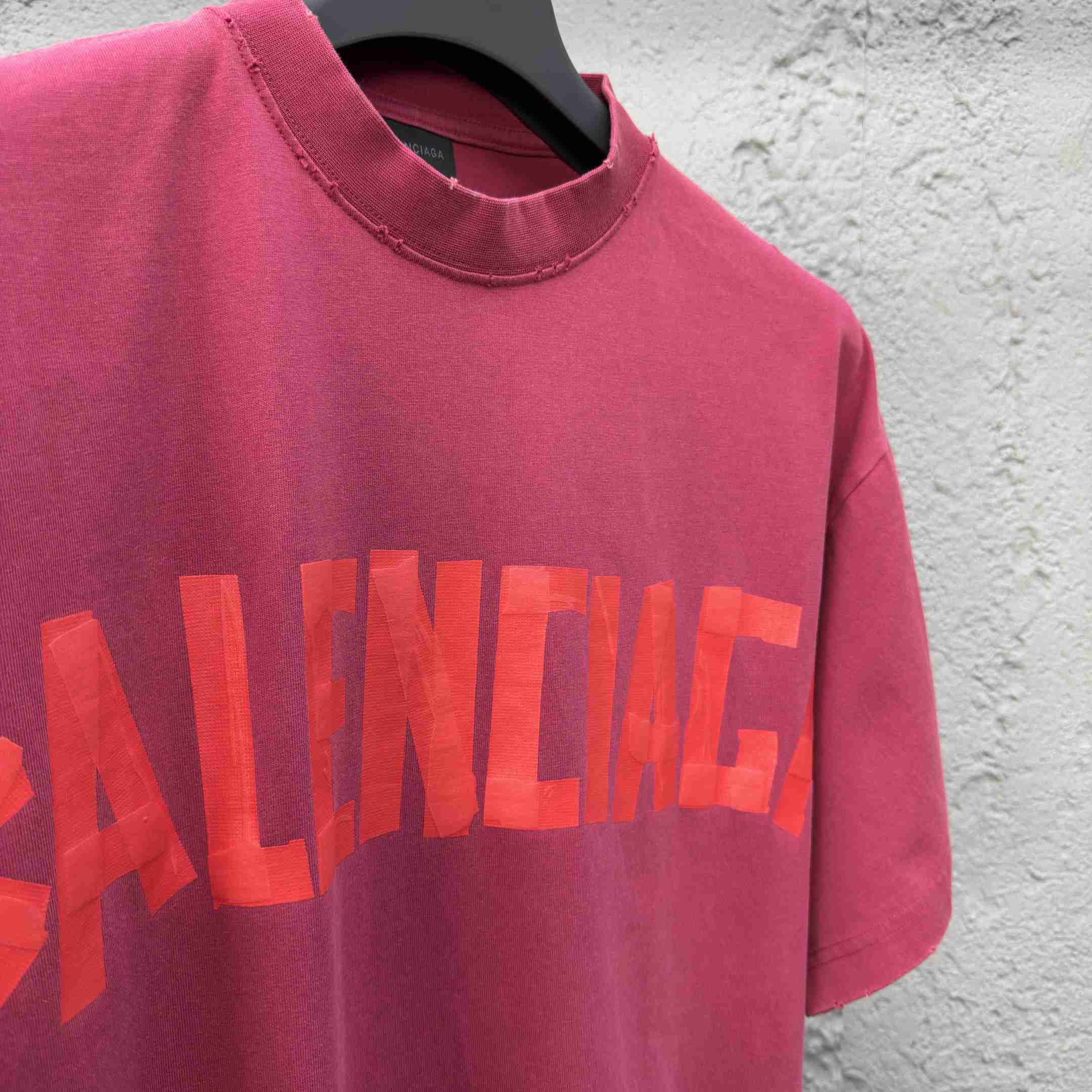 Balenciaga Tape Type T-Shirt Medium Fit In raspberry Dry Jersey - DopestKickz
