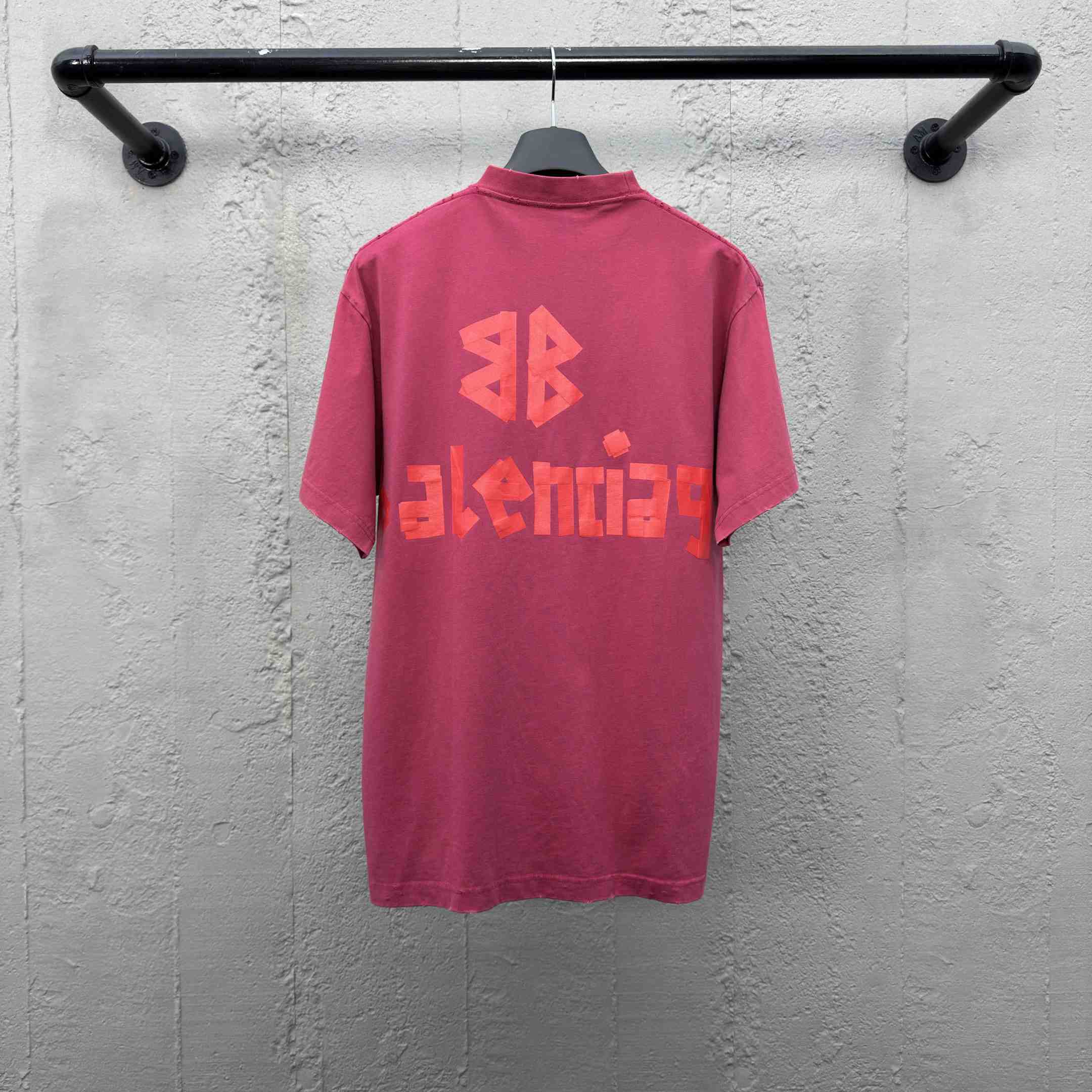 Balenciaga Tape Type T-Shirt Medium Fit In raspberry Dry Jersey - DopestKickz
