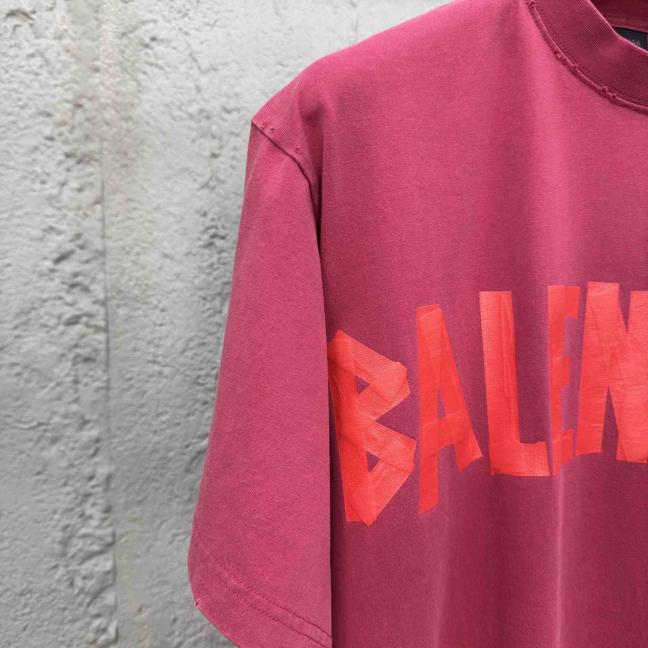 Balenciaga Tape Type T-Shirt Medium Fit In raspberry Dry Jersey - DopestKickz