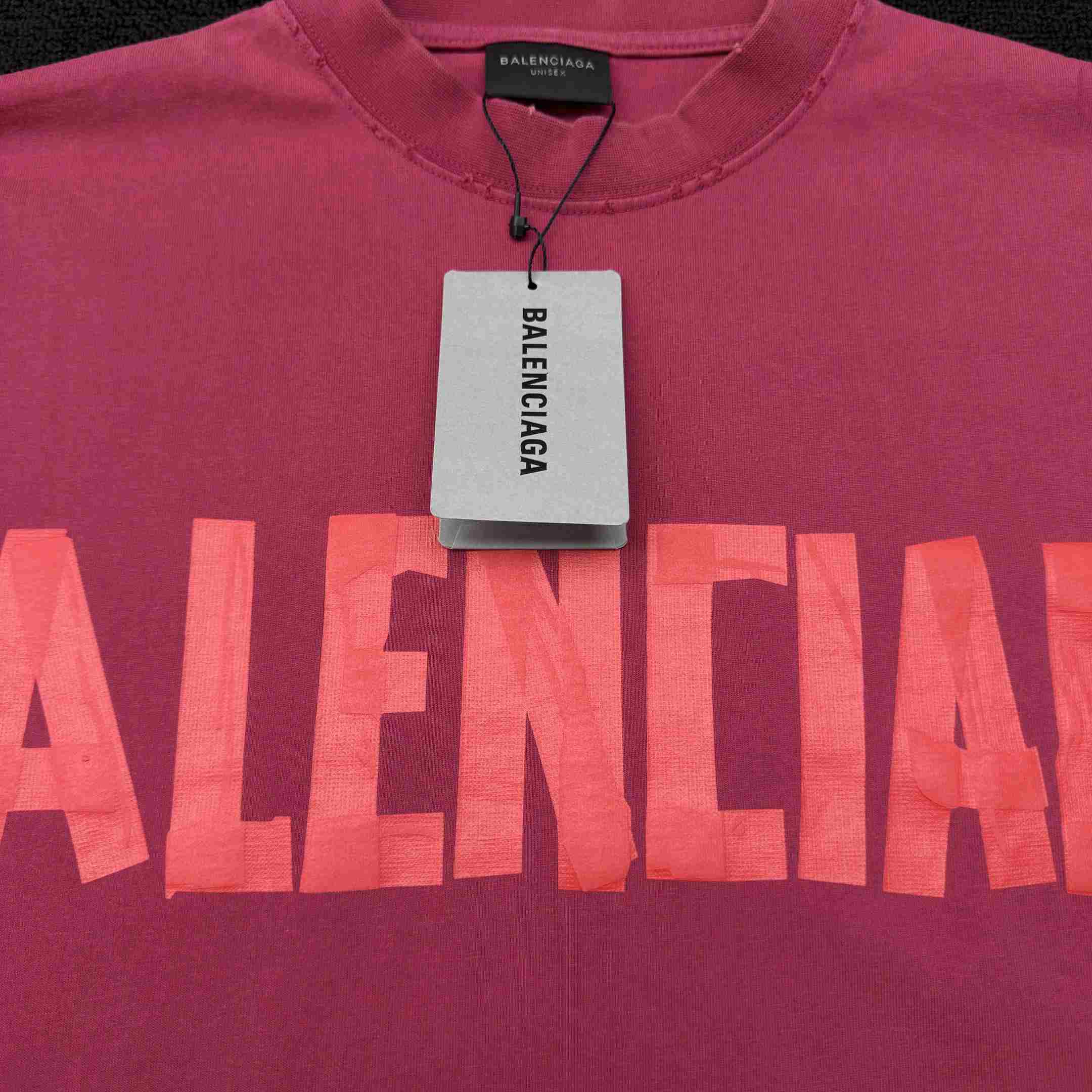 Balenciaga Tape Type T-Shirt Medium Fit In raspberry Dry Jersey - DopestKickz