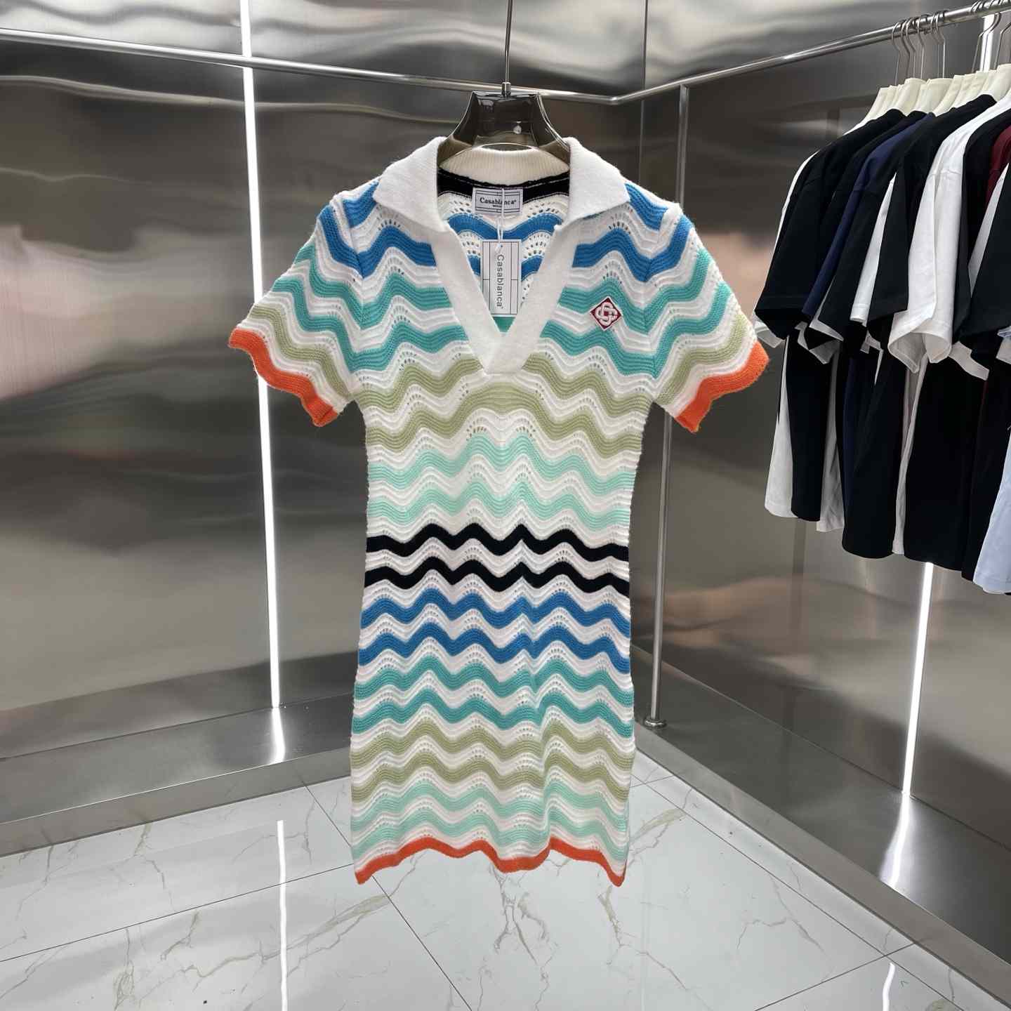 Casablanca Gradient Wave Crochet Mini Dress - DopestKickz