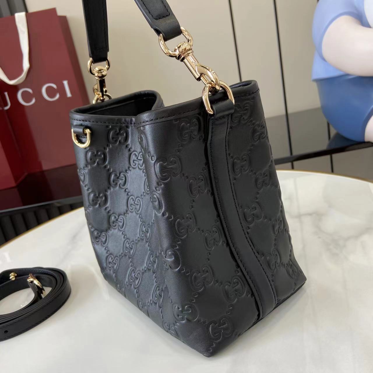 Gucci GG Emblem Small Bucket Bag  - DopestKickz