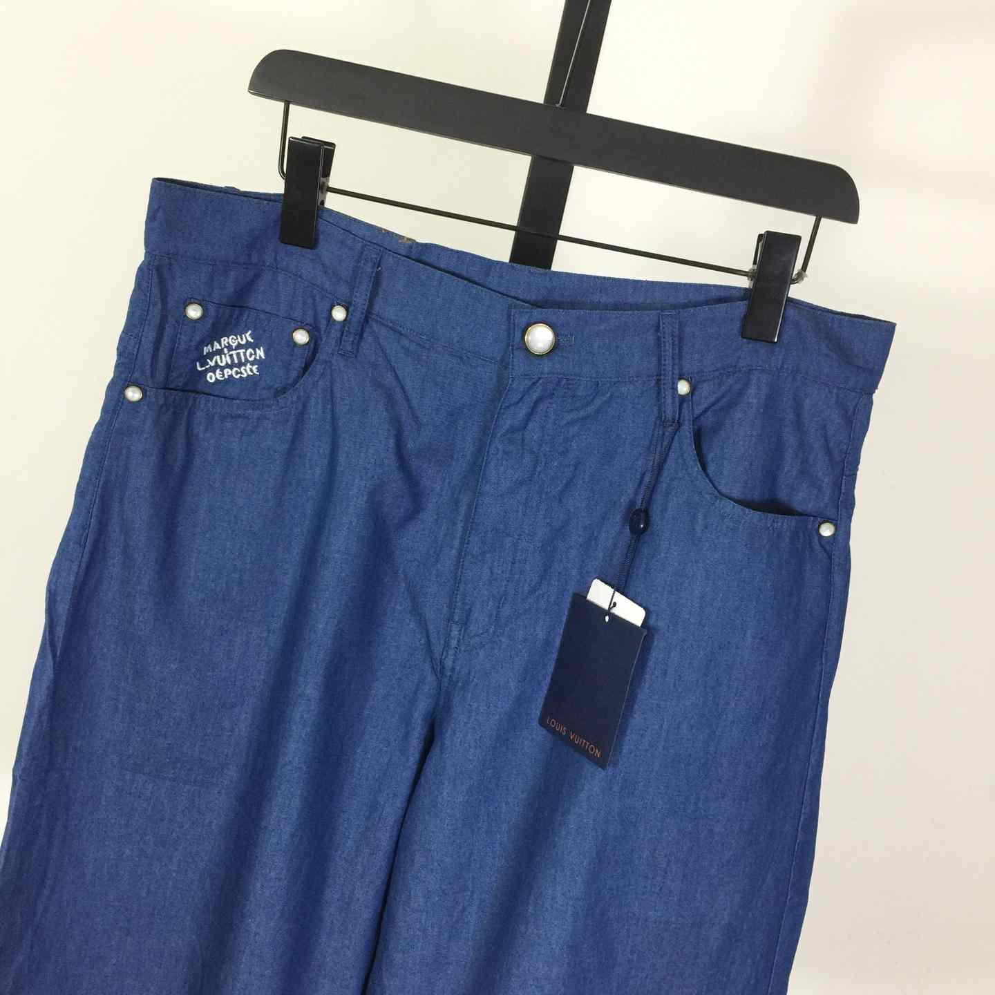 Louis Vuitton Embroidered Chambray Shorts   1AHVBT - DopestKickz
