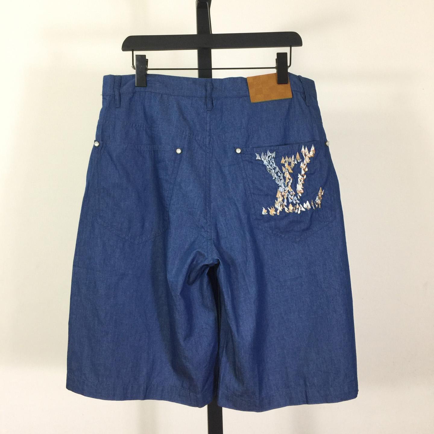 Louis Vuitton Embroidered Chambray Shorts   1AHVBT - DopestKickz