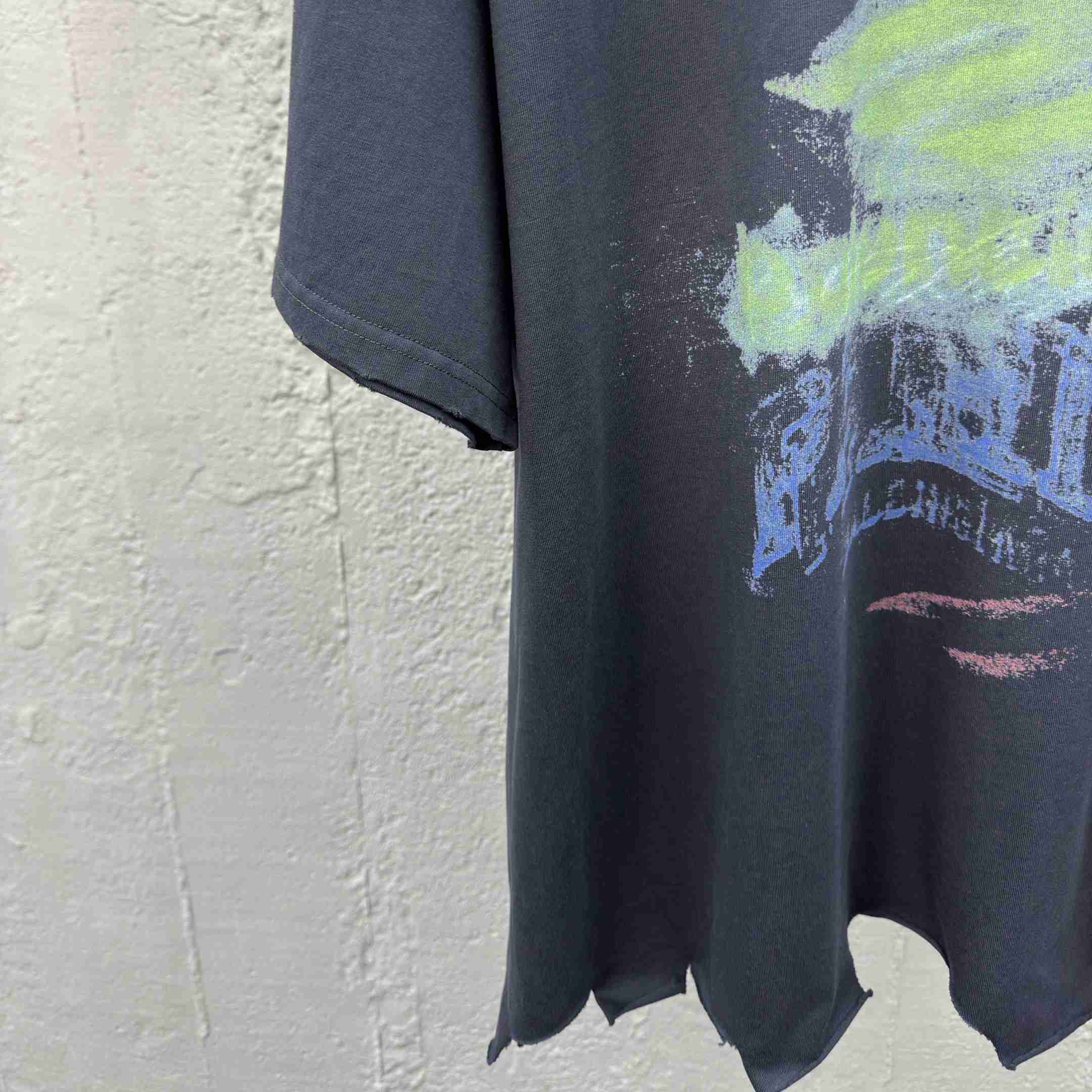 Balenciaga DIY Imprint Cropped T-Shirt In Washed Black Vintage Jersey - DopestKickz